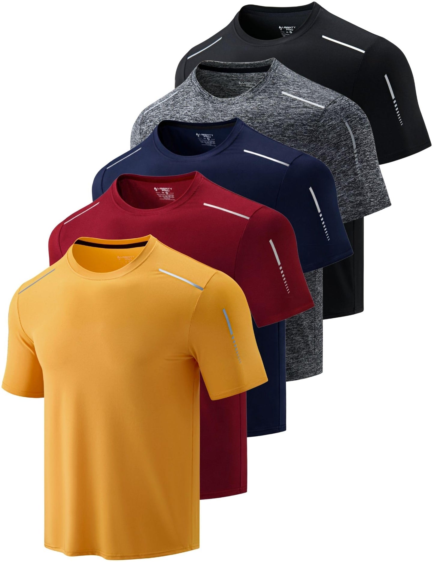 Liberty Imports 5 Pack Men's Active Quick Dry Crew Neck T Shirts - Tennis Mindset