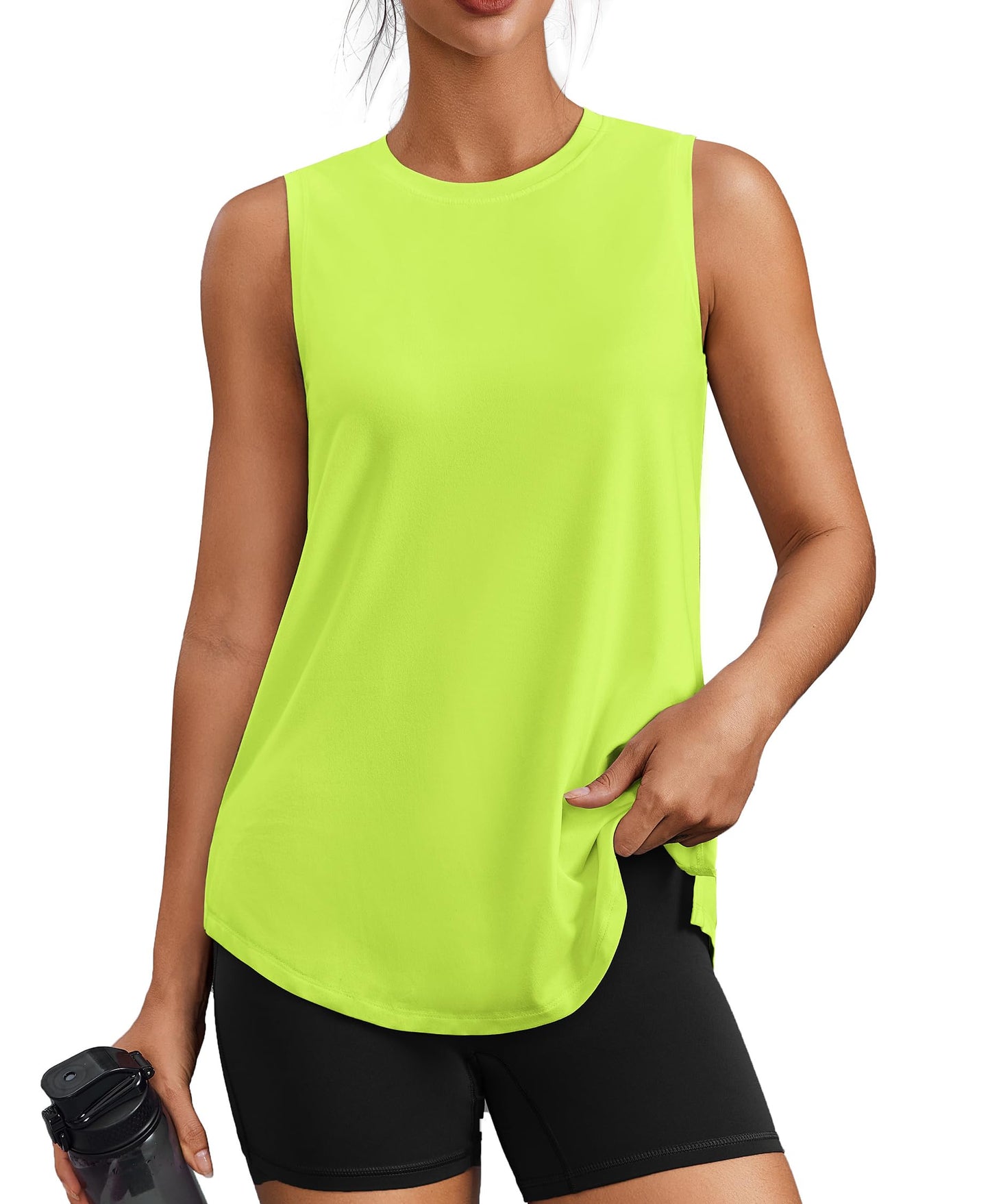 PINSPARK Workout Tank Tops for Women UPF 50+ Side Slits Athletic Gym Shirt