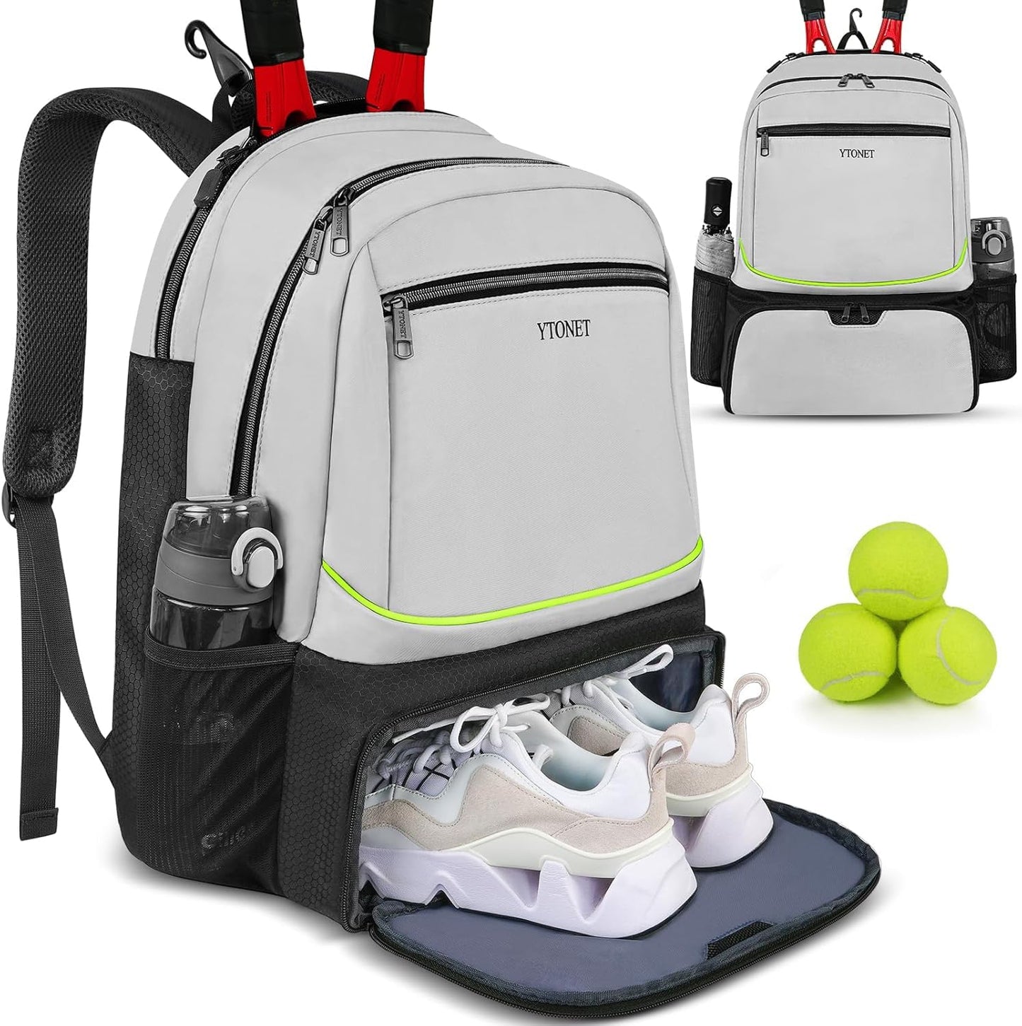 Ytonet Tennis Bag Tennis Backpack for Women Men 2 Rackets - Tennis Mindset