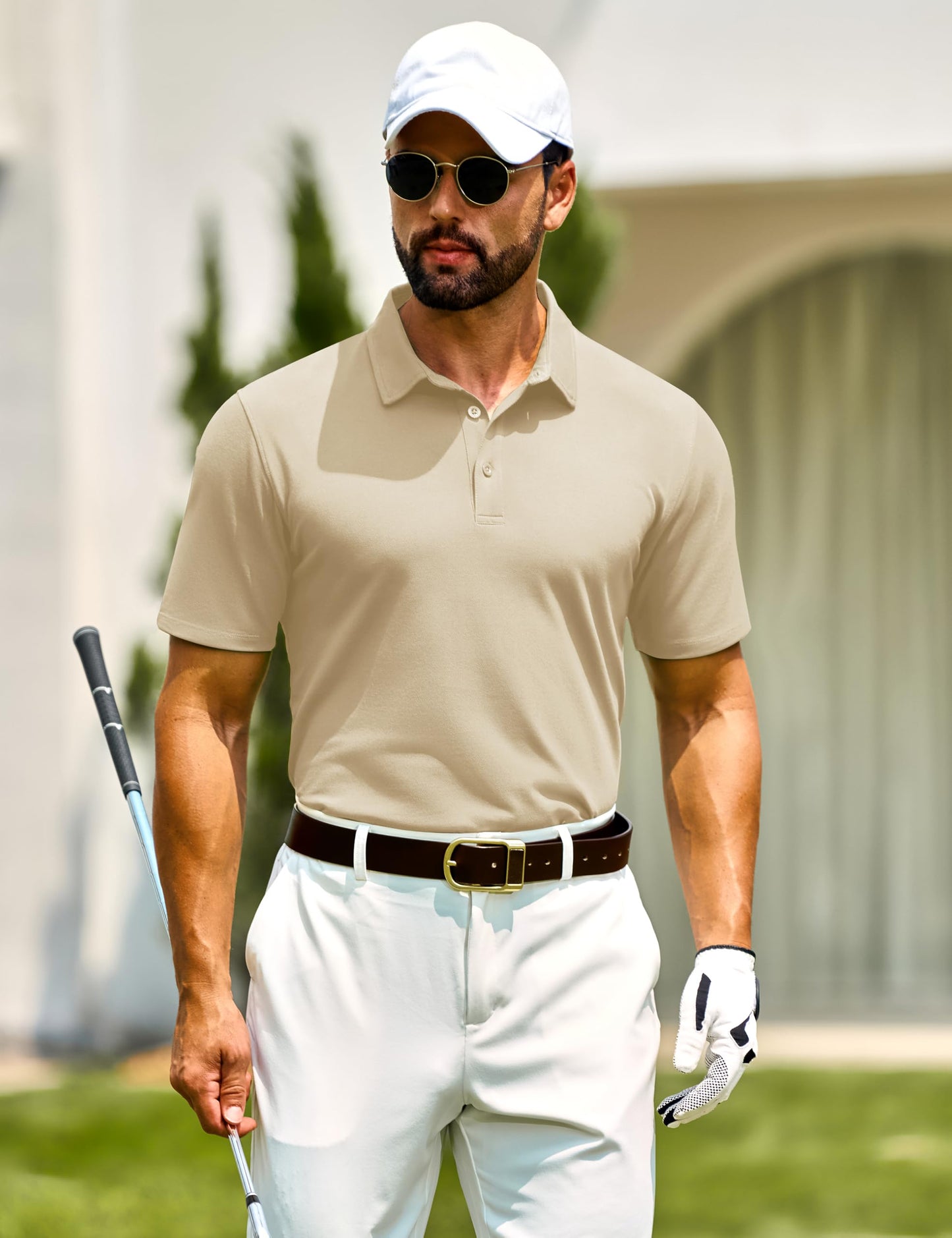 Cotrasen Men's Polo Shirts Short Sleeve Cotton Pique Classic Golf Shirts - Tennis Mindset