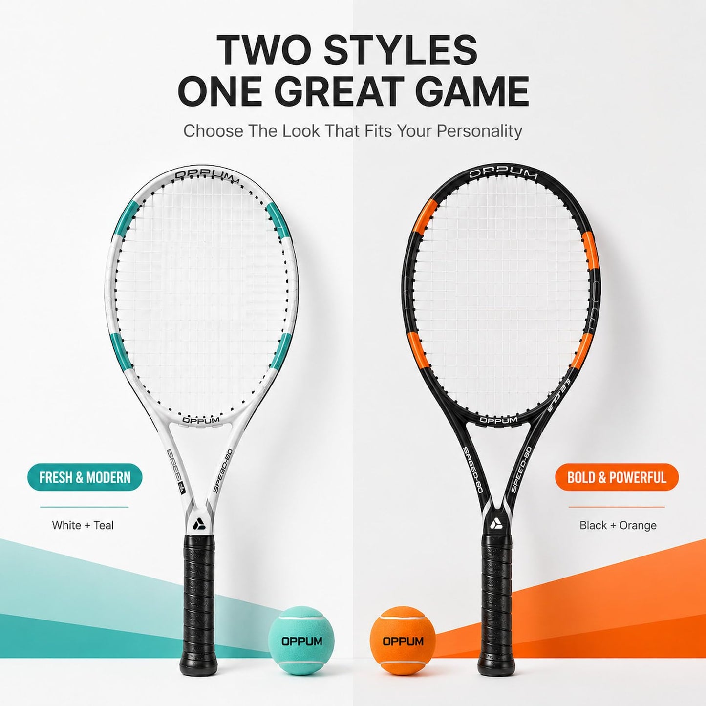 Adult Tennis Racket Set of 2, 27 Inch Pre-Strung for Beginners
