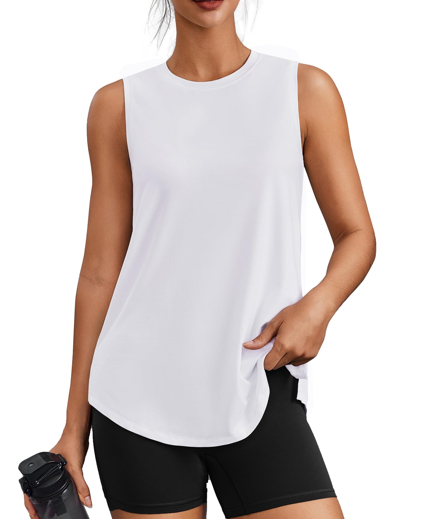 PINSPARK Workout Tank Tops for Women UPF 50+ Side Slits Athletic Gym Shirt