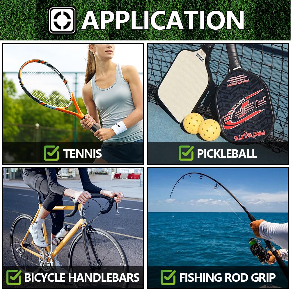 15 Pack Tennis Racket Grip Tape, Precut PU Anti-Slip Tennis Racquet Grip Tape with Dry Feel, Sweat Absorption, Comfortable Handle Overgrip Grip Wrap for Tennis/Badminton/Pickleball