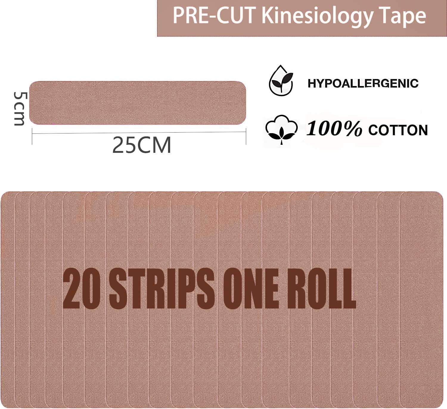 Kinesiology Tape Precut Strips Pro Athletic (3 Rolls,60 Strips) Original Cotton Waterproof Breathable Latex Free Tape for Muscle Pain Relief and Joint Support Elastic Sports Activities Tapes (Mix) - Tennis Mindset