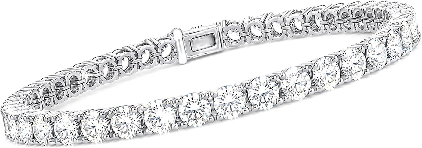14K Gold and Silver Round Cut Lab-Grown Diamond Tennis Bracelet
