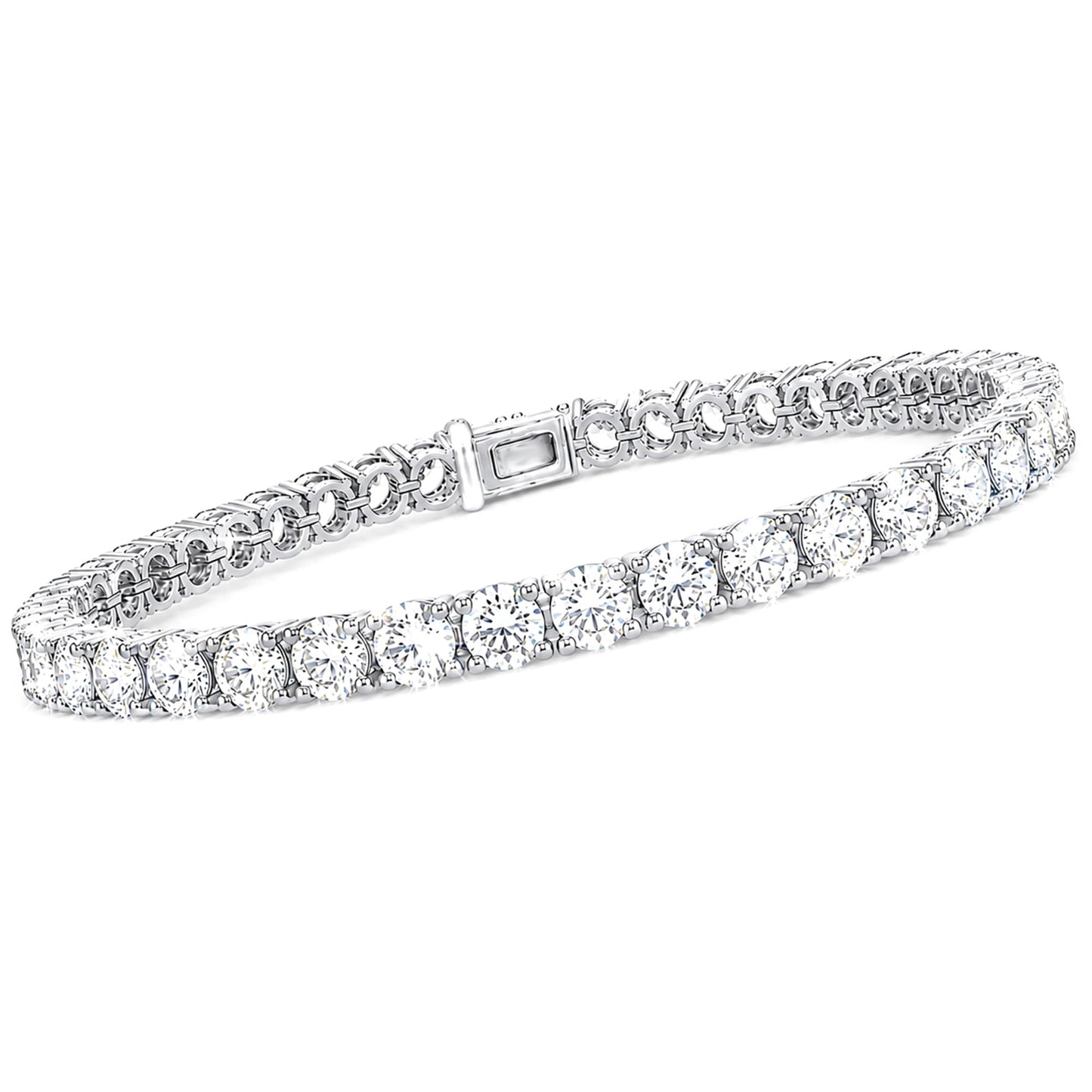 14K Gold and Silver Round Cut Lab-Grown Diamond Tennis Bracelet