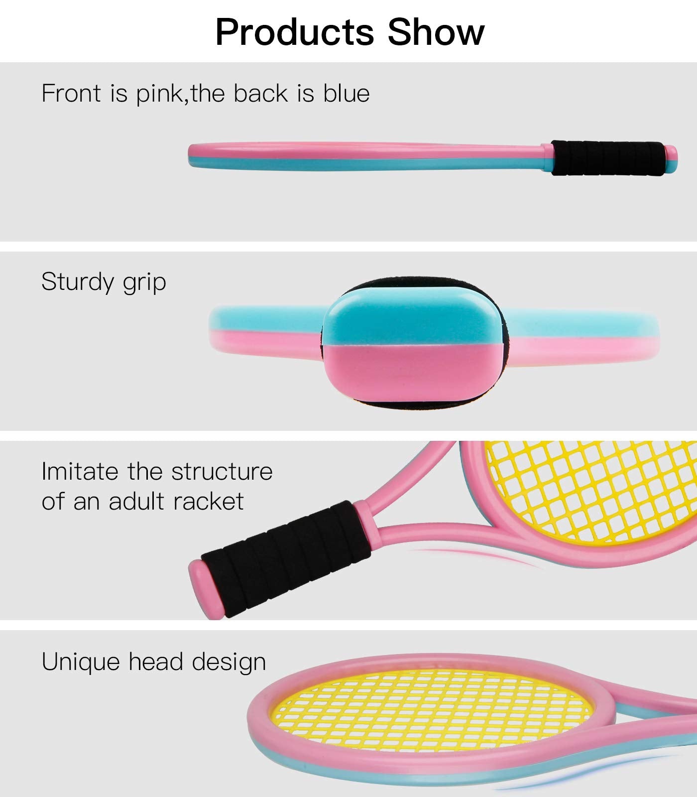 Kids Tennis Racket,17 Inch Plastic Tennis Racket with 2 Soft Balls,2 Tennis Balls and 4 Shuttlecocks for Kid,Toddler Outdoor/Indoor Sport Play - Tennis Mindset