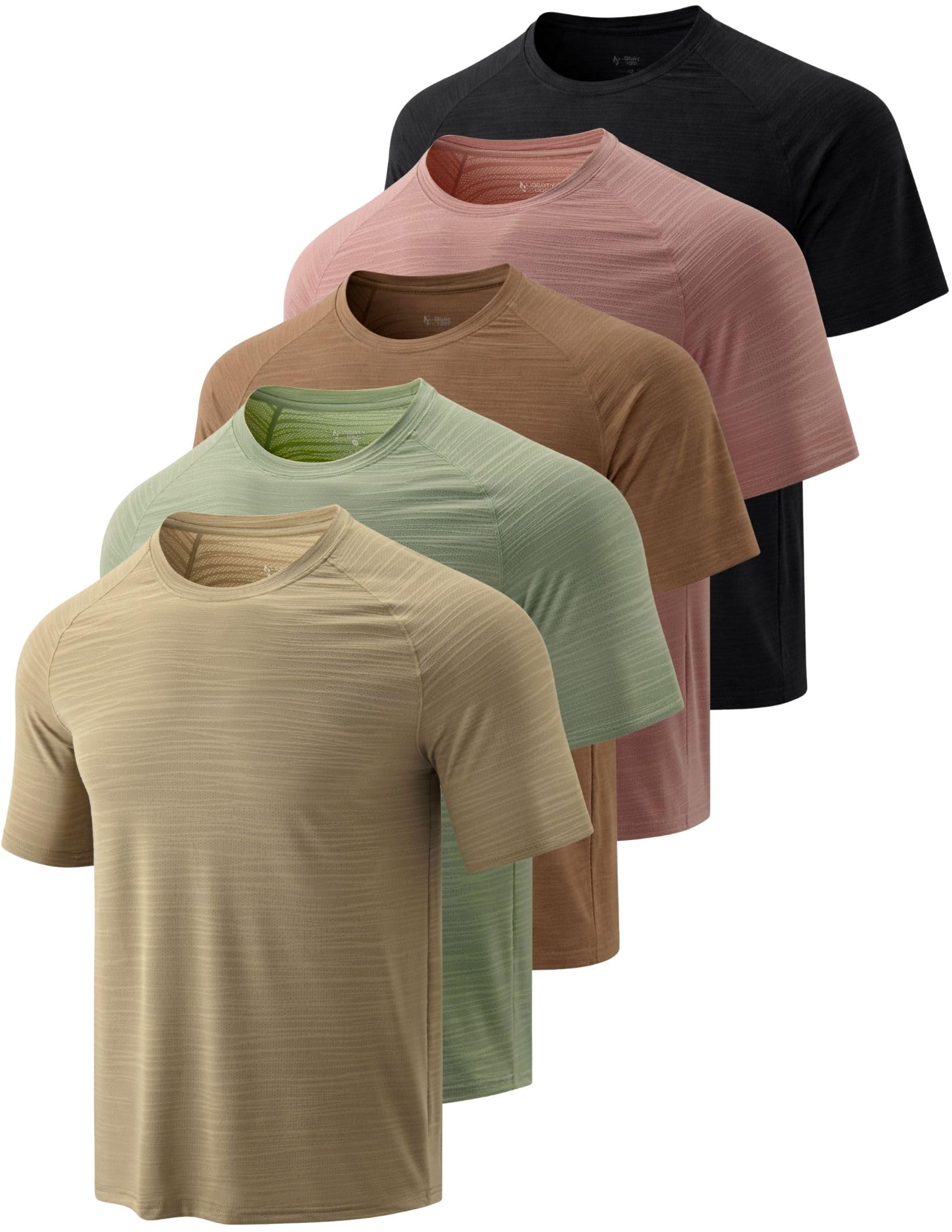 Liberty Imports 5 Pack Men's Active Quick Dry Crew Neck T Shirts - Tennis Mindset