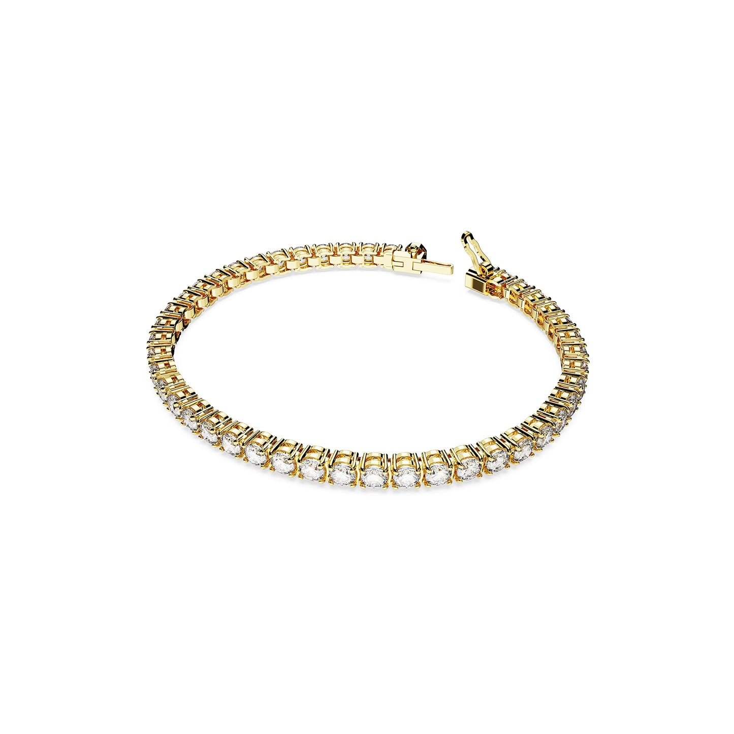 Swarovski Matrix Tennis Bracelet, Round Cut Crystals, Pink, Blue, Black, Clear, Rhodium, Gold-Tone and Rose Gold-Tone Finishes