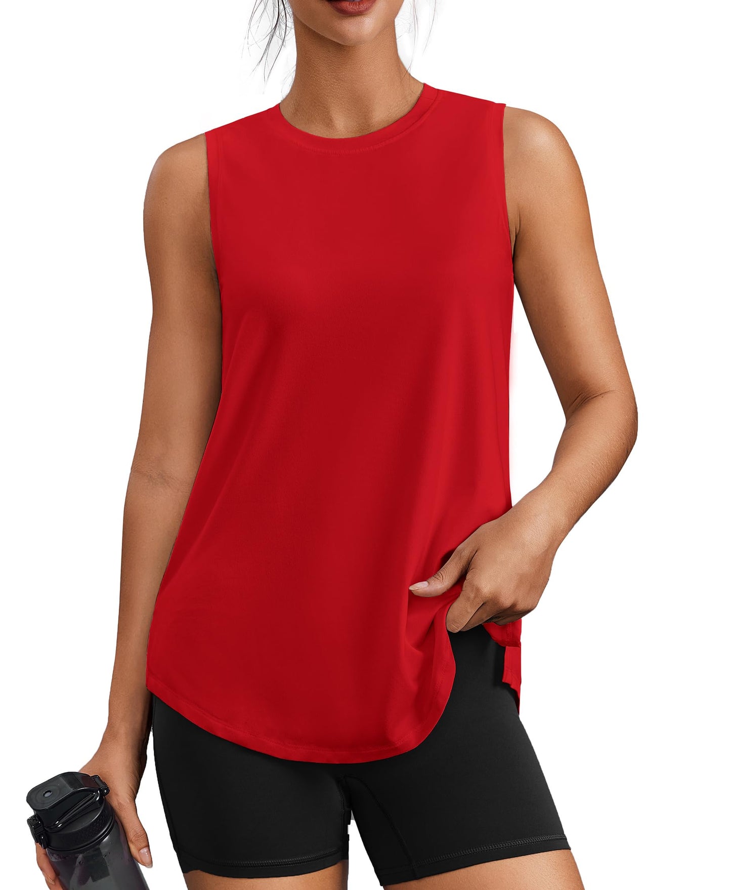 PINSPARK Workout Tank Tops for Women UPF 50+ Side Slits Athletic Gym Shirt