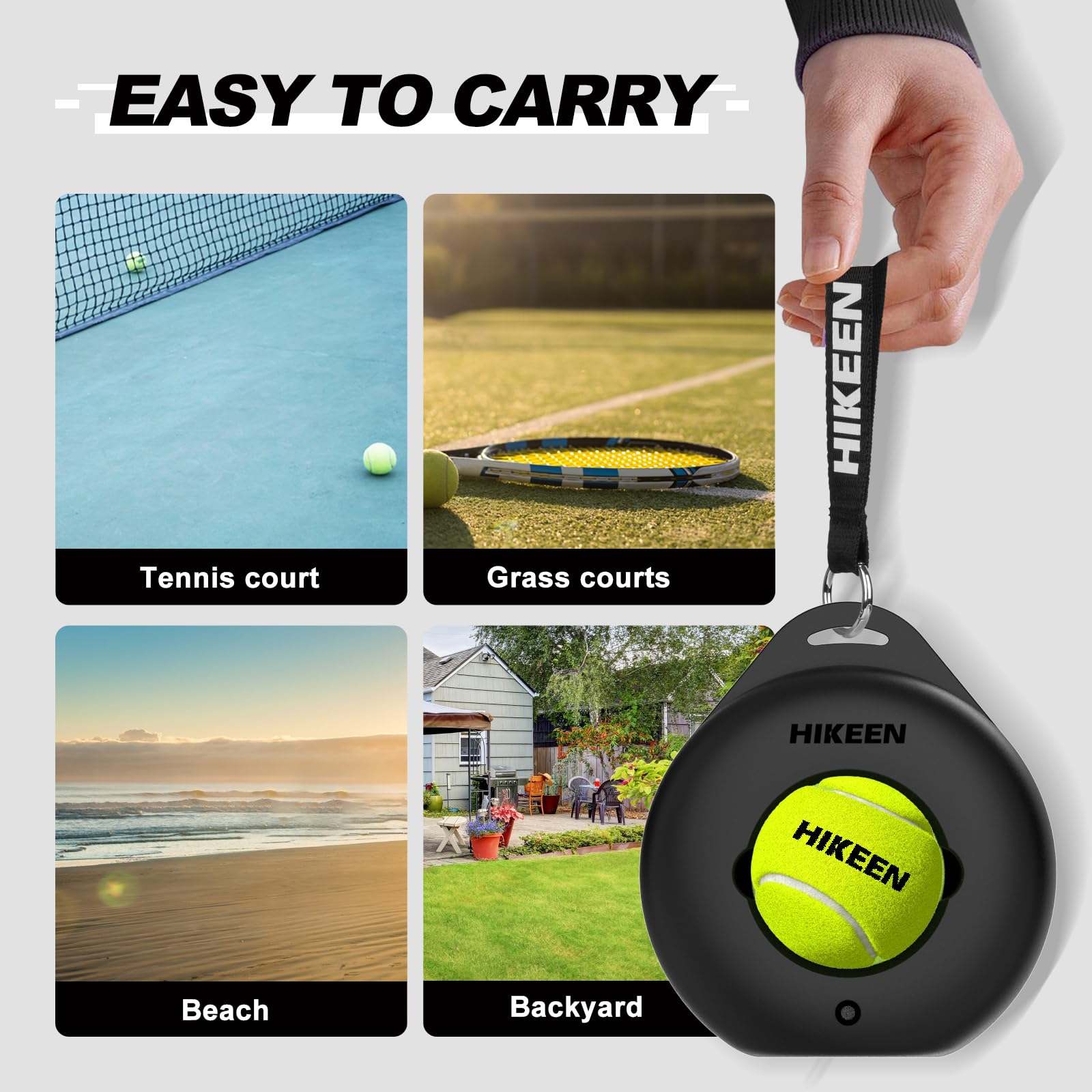Hikeen Premium Tennis Trainer Rebound with Metal Base,Portable Solo Tennis Trainer Set with 3 Highly Elastic String Balls,Tennis Practice Equipment for Adult Kids an Beginners - Tennis Mindset