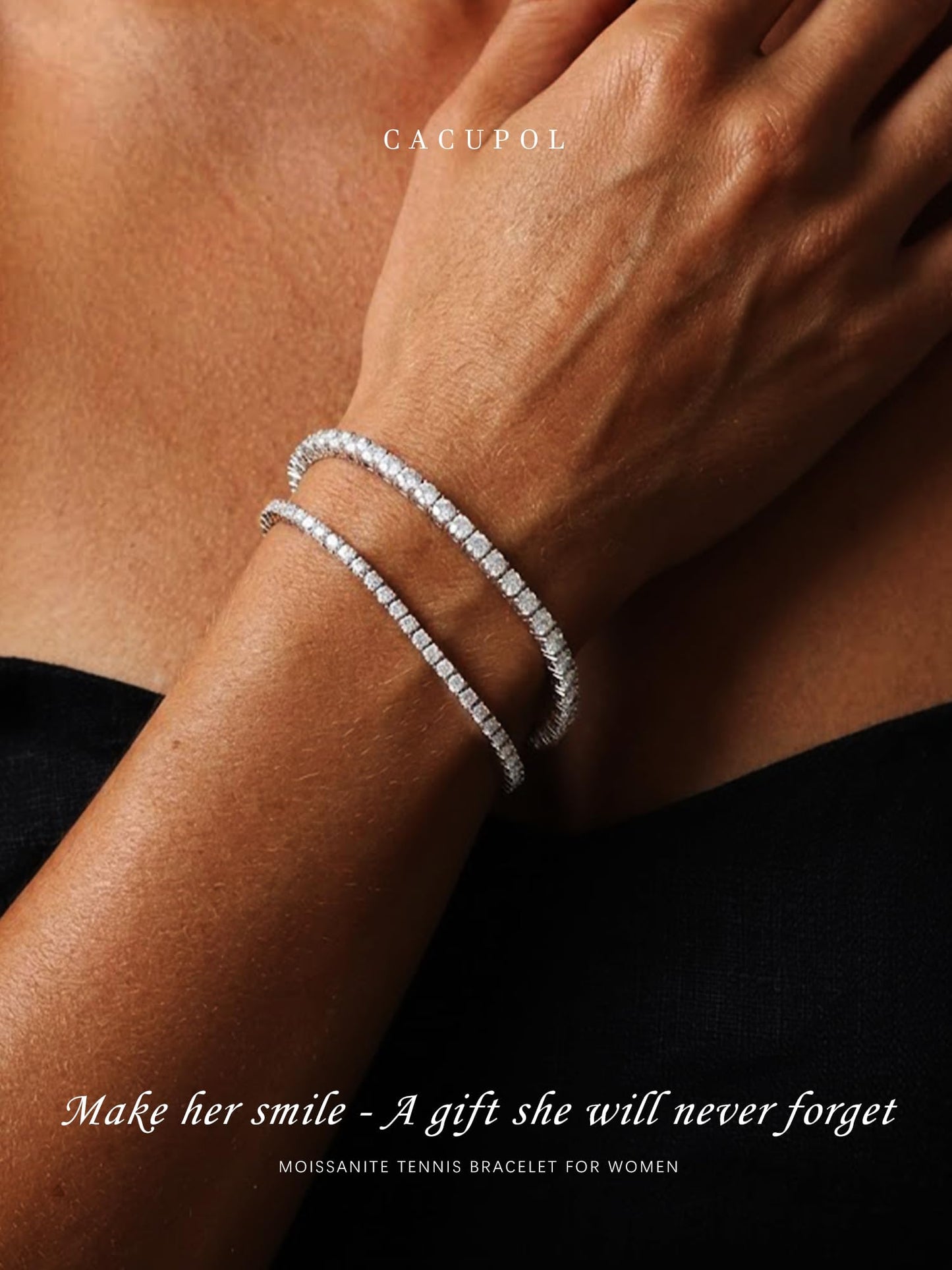 Waterproof Moissanite Tennis Bracelets for Women Hypoallergenic