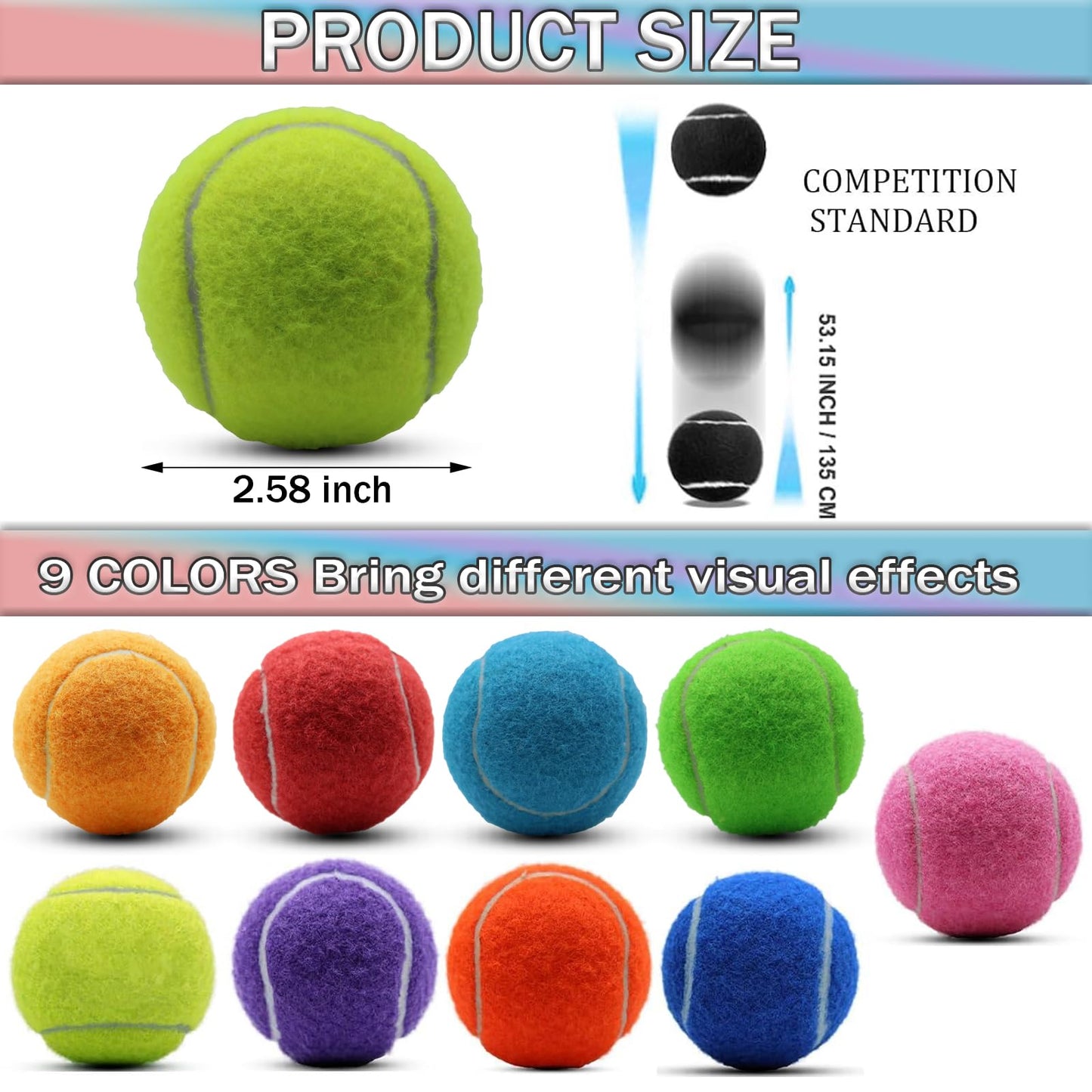 SHYUJAJIE Tennis Ball,6 Pack Practice Balls Bulk,Dog Balls with Mesh Bag