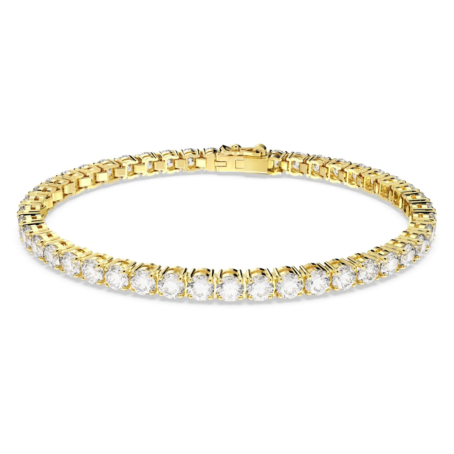 Swarovski Matrix Tennis Bracelet, Round Cut Crystals, Pink, Blue, Black, Clear, Rhodium, Gold-Tone and Rose Gold-Tone Finishes
