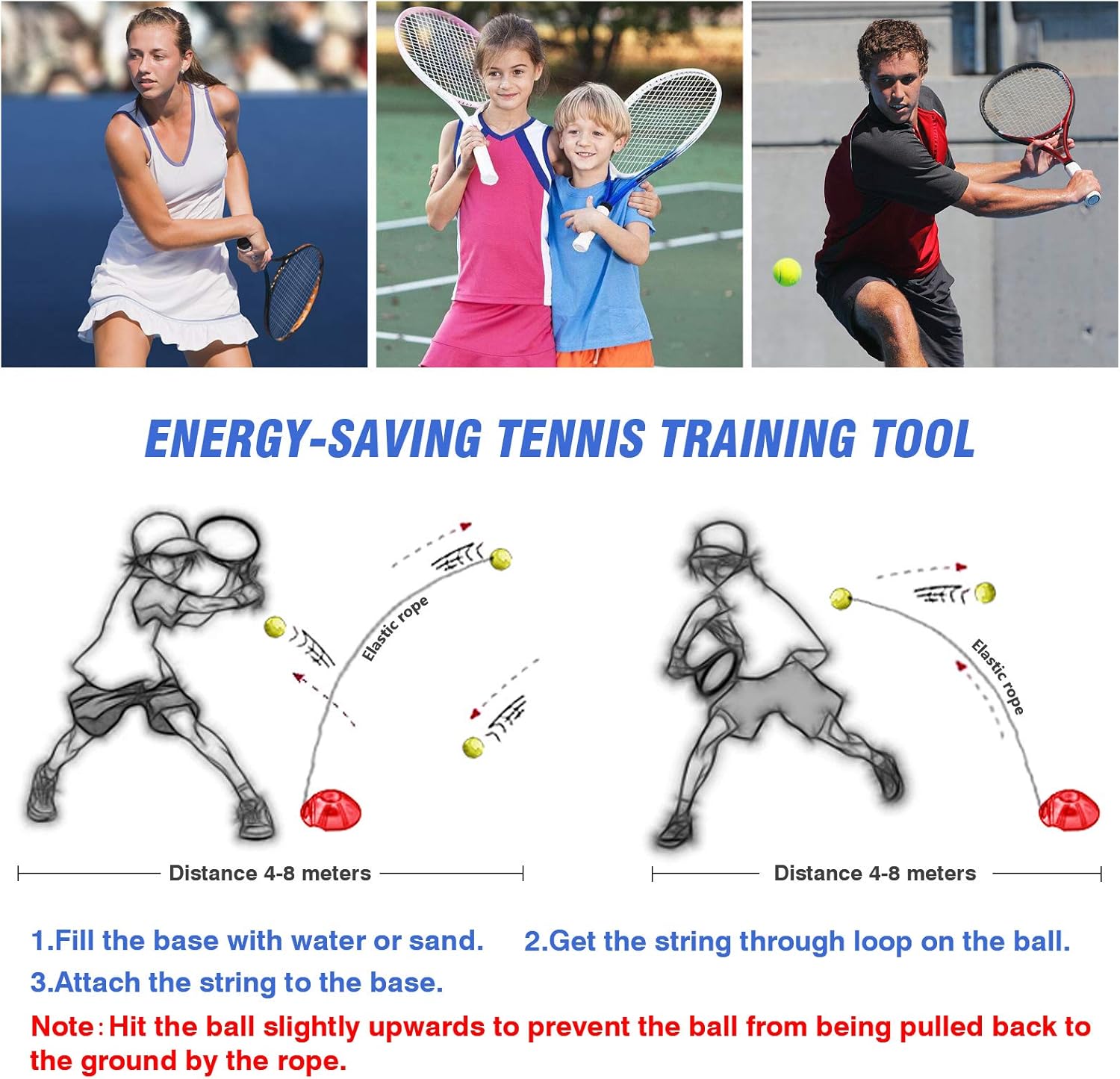 Teloon Solo Tennis Trainer Rebound Ball with String for Self Tennis Practice Training Tool for Adults or Kids Beginners with 2 String Balls Elastic and a Portable Mesh Bag - Tennis Mindset