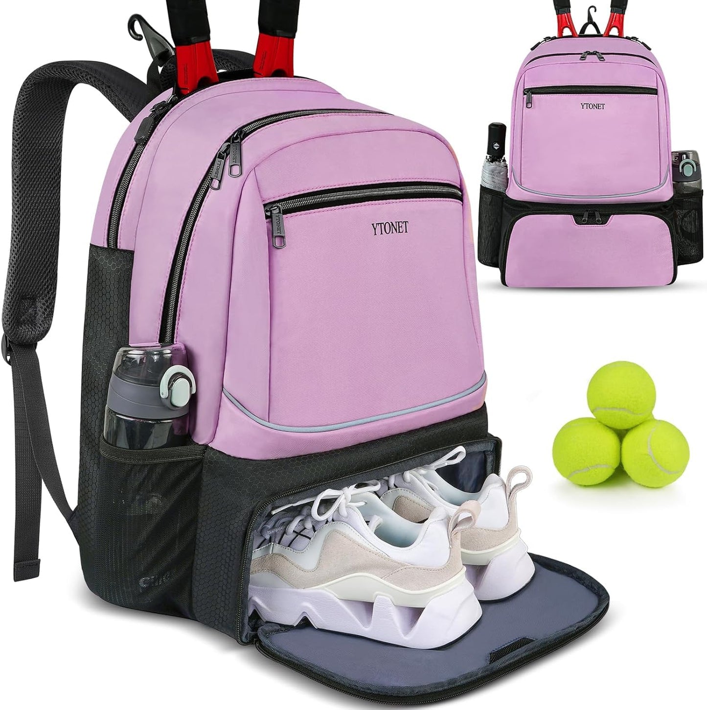 Ytonet Tennis Bag Tennis Backpack for Women Men 2 Rackets - Tennis Mindset