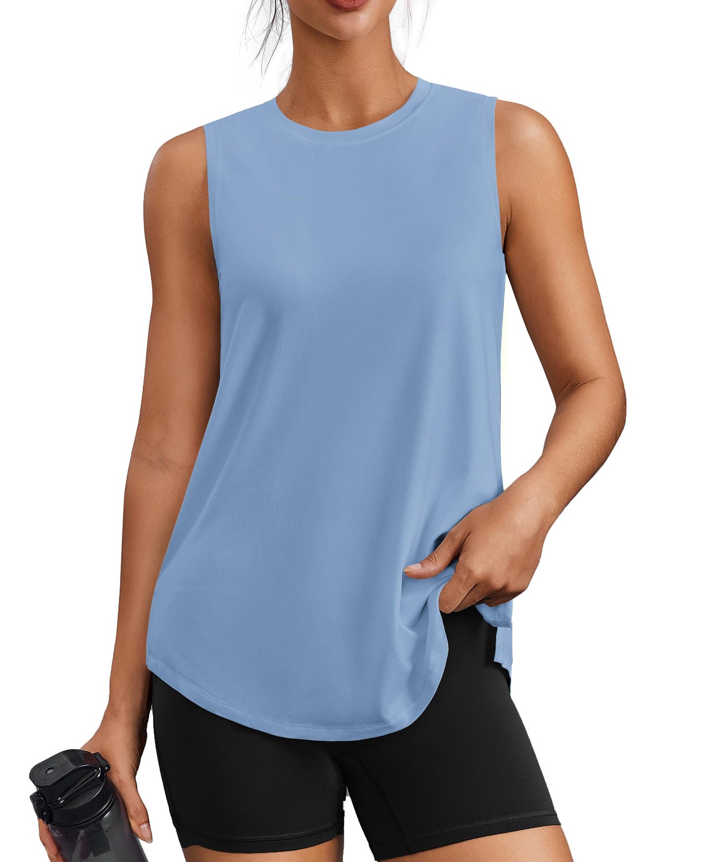 PINSPARK Workout Tank Tops for Women UPF 50+ Side Slits Athletic Gym Shirt
