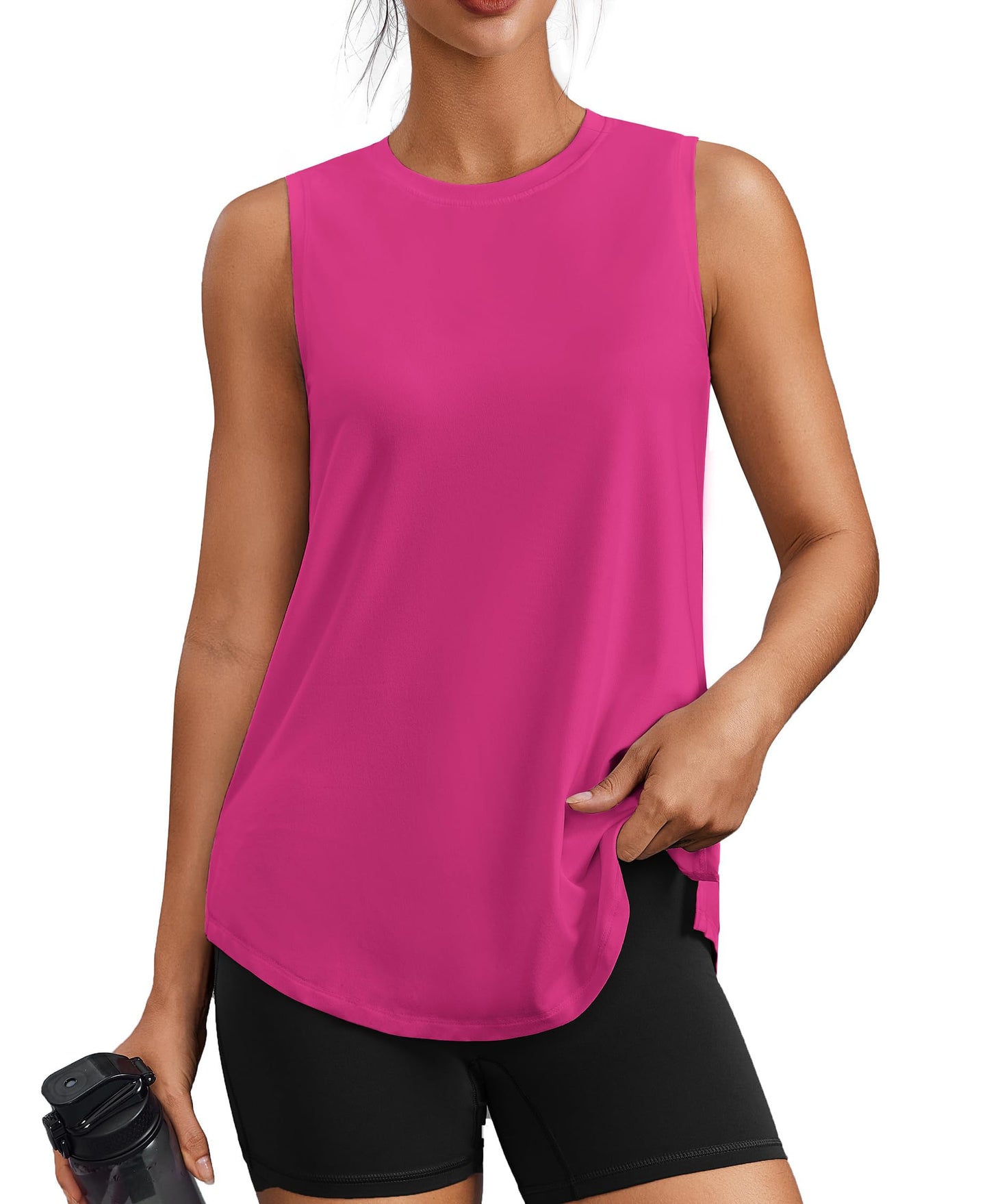 PINSPARK Workout Tank Tops for Women UPF 50+ Side Slits Athletic Gym Shirt