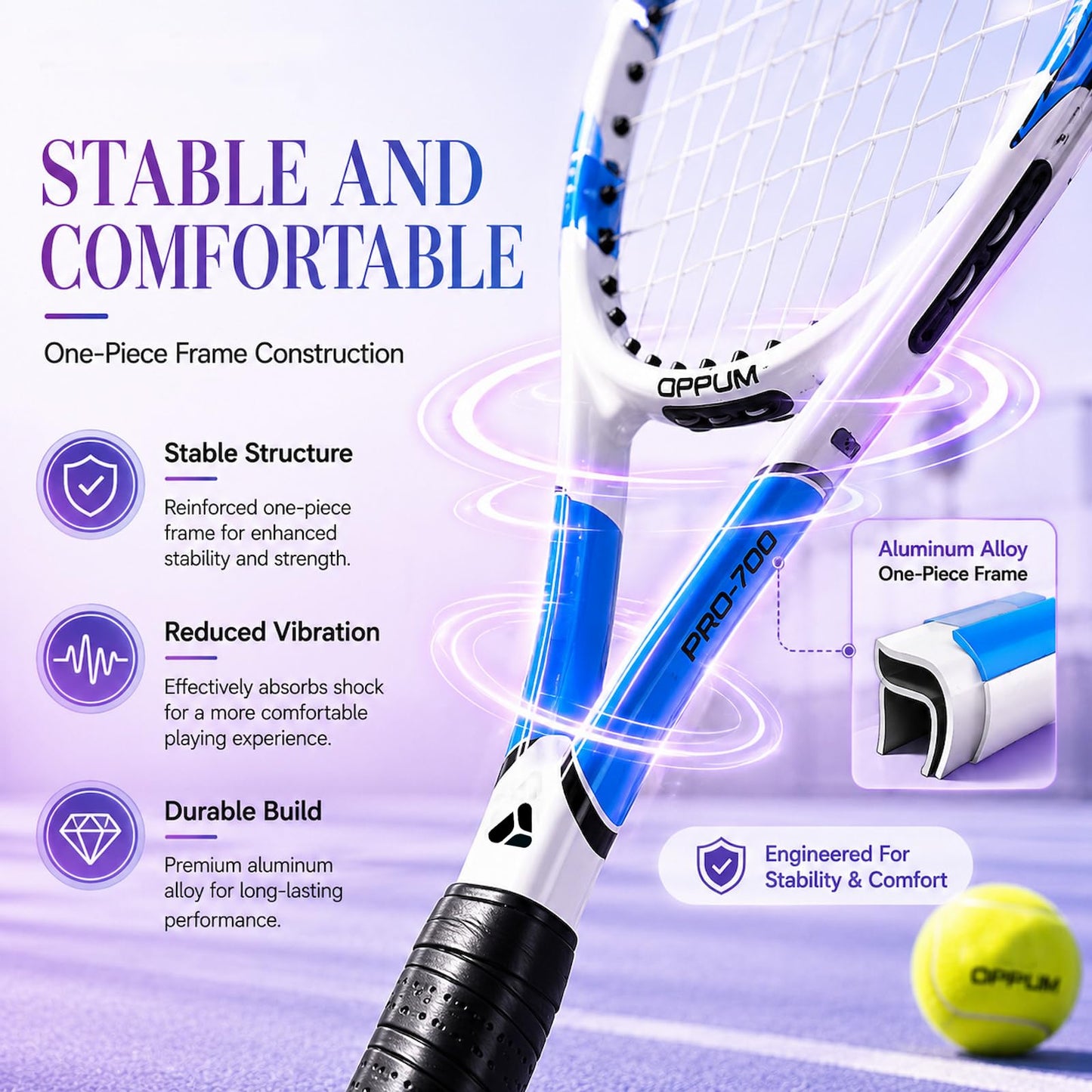 Adult Tennis Racket Set of 2, 27 Inch Pre-Strung for Beginners