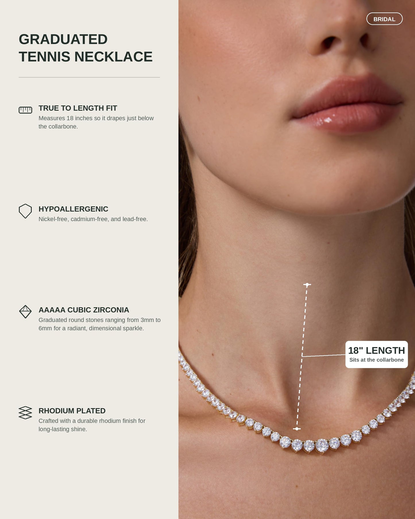 PAVOI 14K Gold Plated Graduated Tennis Necklaces for Women, CZ Necklace - Tennis Mindset