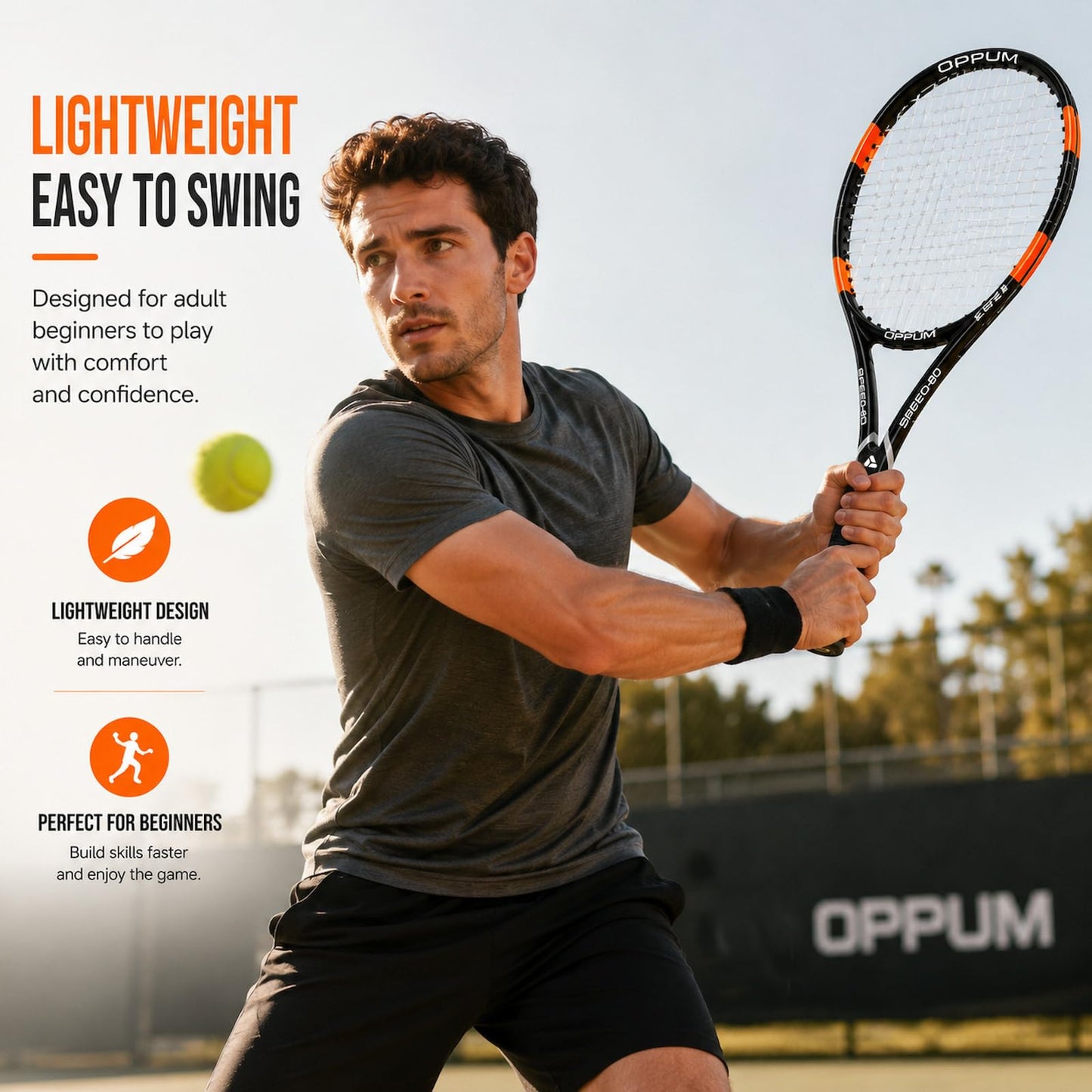 Adult Tennis Racket Set of 2, 27 Inch Pre-Strung for Beginners