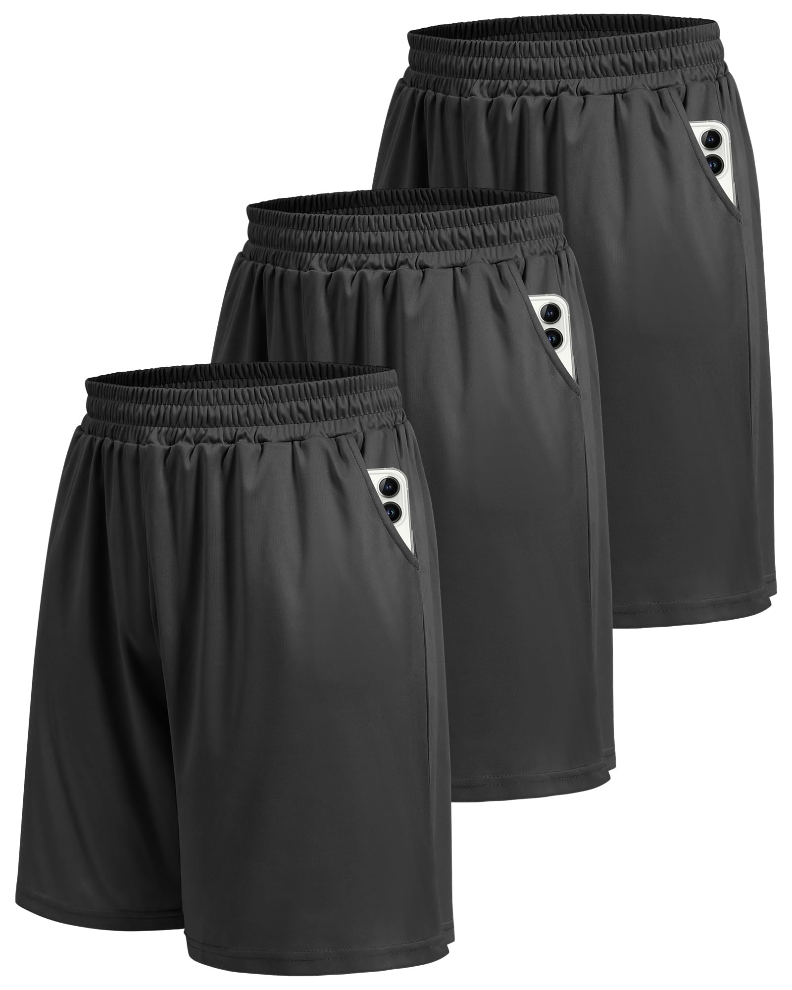 5 Pack Athletic Gym Mens Shorts - Workout Black Quick Dry Basketball Shorts - Tennis Mindset