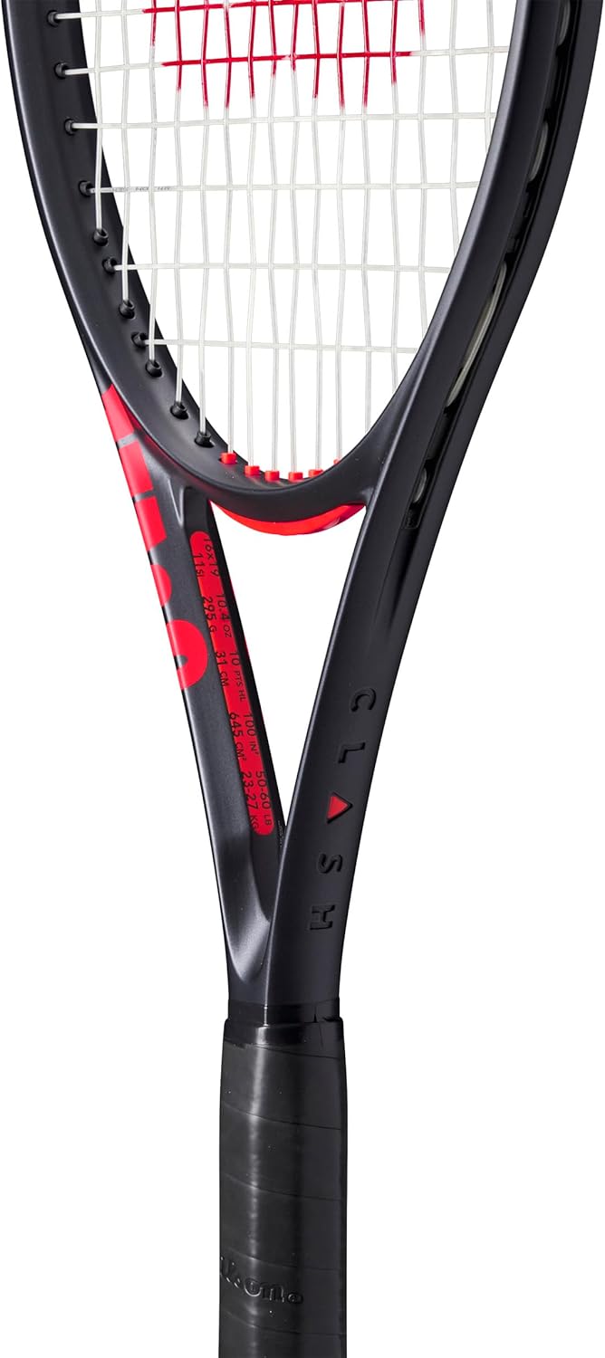 Wilson Clash 100 V3 Strung Adult Performance Tennis Racket - Grip Size 3-4 3/8", Strung with Sensation 16 Natural at Mid Range Tension - Tennis Mindset