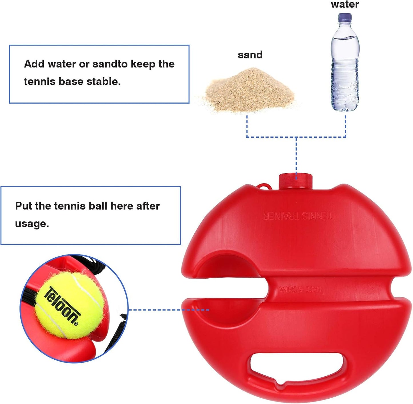 Teloon Solo Tennis Trainer Rebound Ball with String for Self Tennis Practice Training Tool for Adults or Kids Beginners with 2 String Balls Elastic and a Portable Mesh Bag - Tennis Mindset