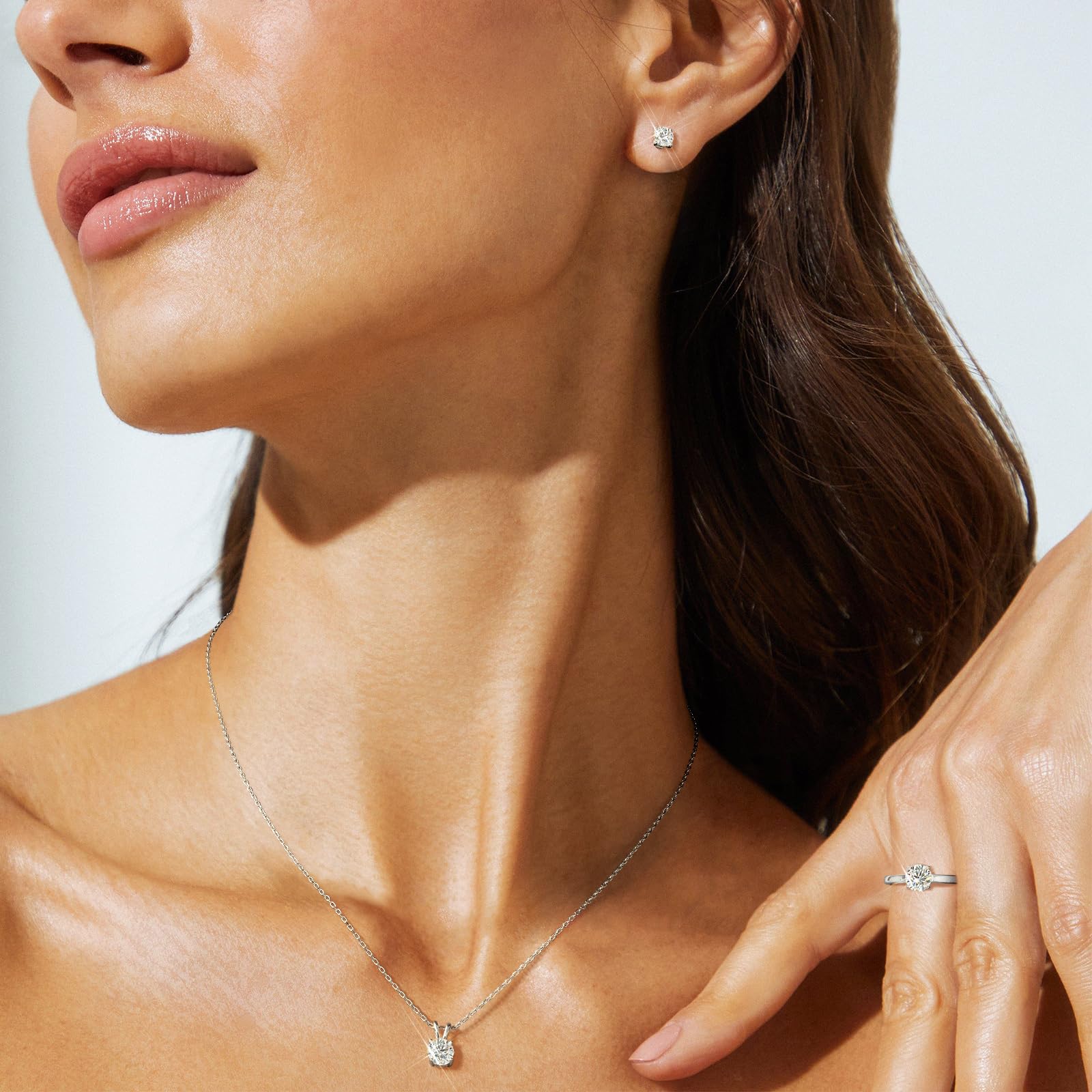 shownii 0.25-2CT LAB GROWN Diamond Solitaire Pendant Necklace for Women - Tennis Mindset