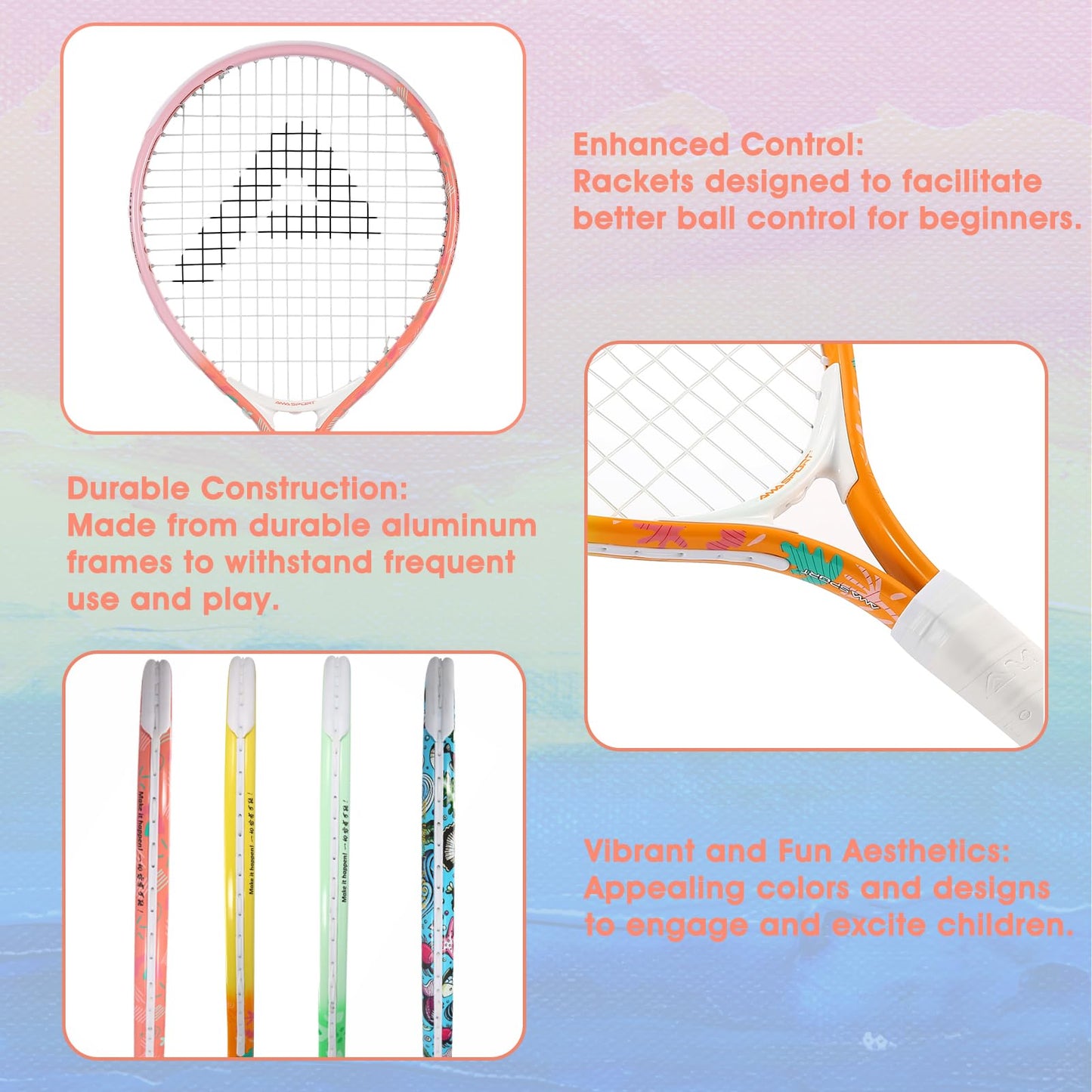 AMA SPORT Kids Tennis Racket for Junior Toddlers Starter Kit 17-25" Tennis Racquet for Girls and Boys with 420D Nylon Shoulder Strap Bag - Tennis Mindset