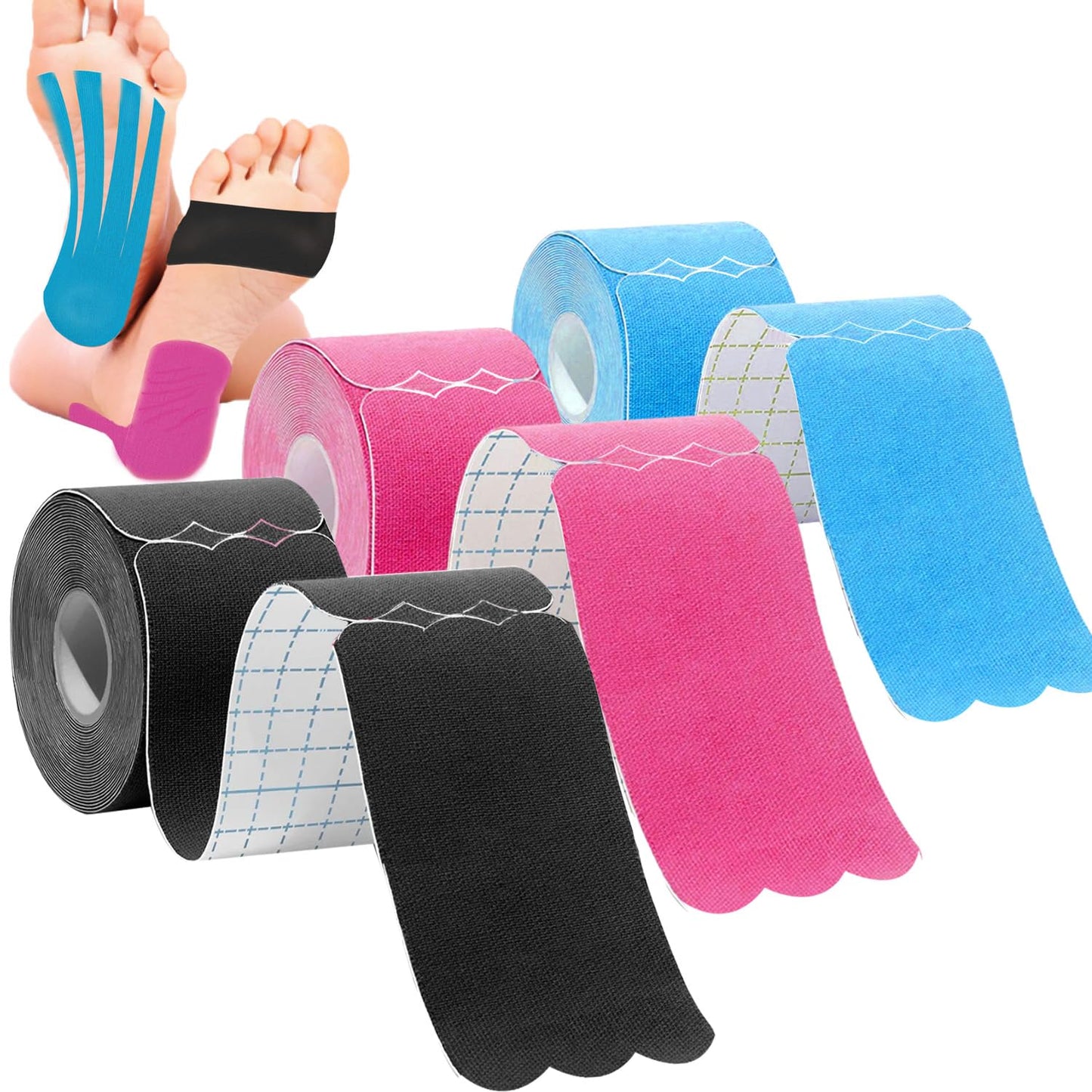 Kinesiology Tape Precut Strips Pro Athletic (3 Rolls,60 Strips) Original Cotton Waterproof Breathable Latex Free Tape for Muscle Pain Relief and Joint Support Elastic Sports Activities Tapes (Mix) - Tennis Mindset