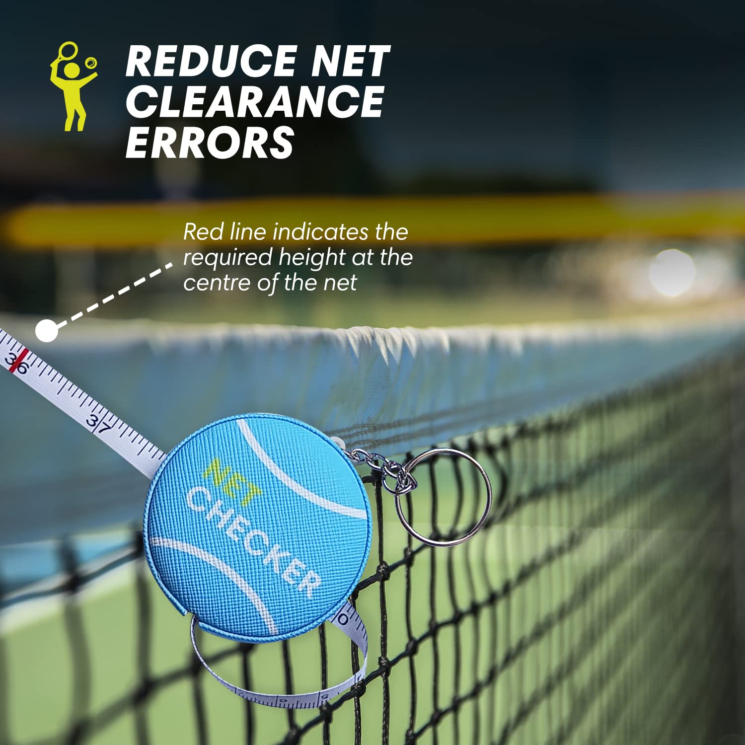 Scoring Right Net Checker Tennis Net Height Measuring Tape and Keyring - Tennis Mindset