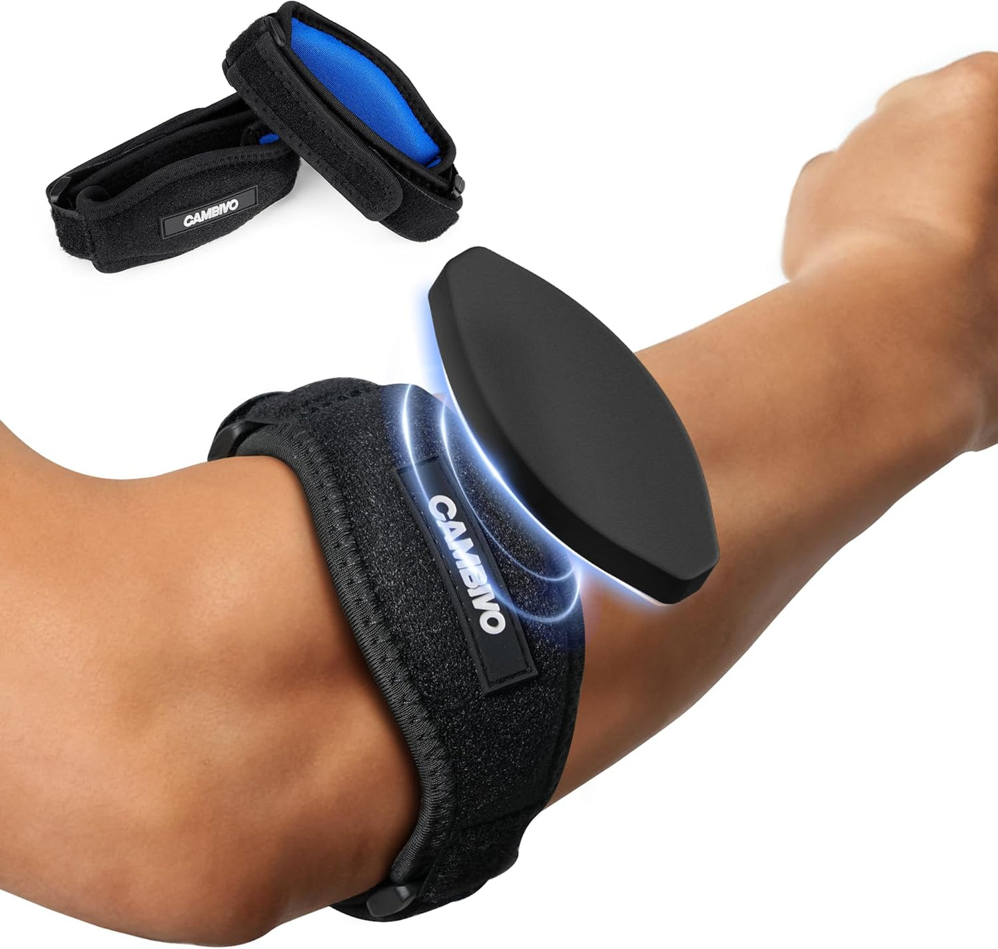 CAMBIVO 2 Pack Tennis Elbow Brace Strap for Tendonitis, Black - Tennis Mindset