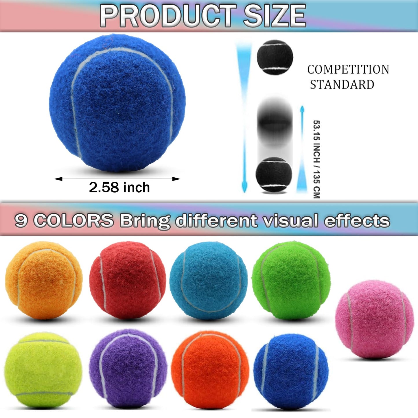 SHYUJAJIE Tennis Ball,6 Pack Practice Balls Bulk,Dog Balls with Mesh Bag