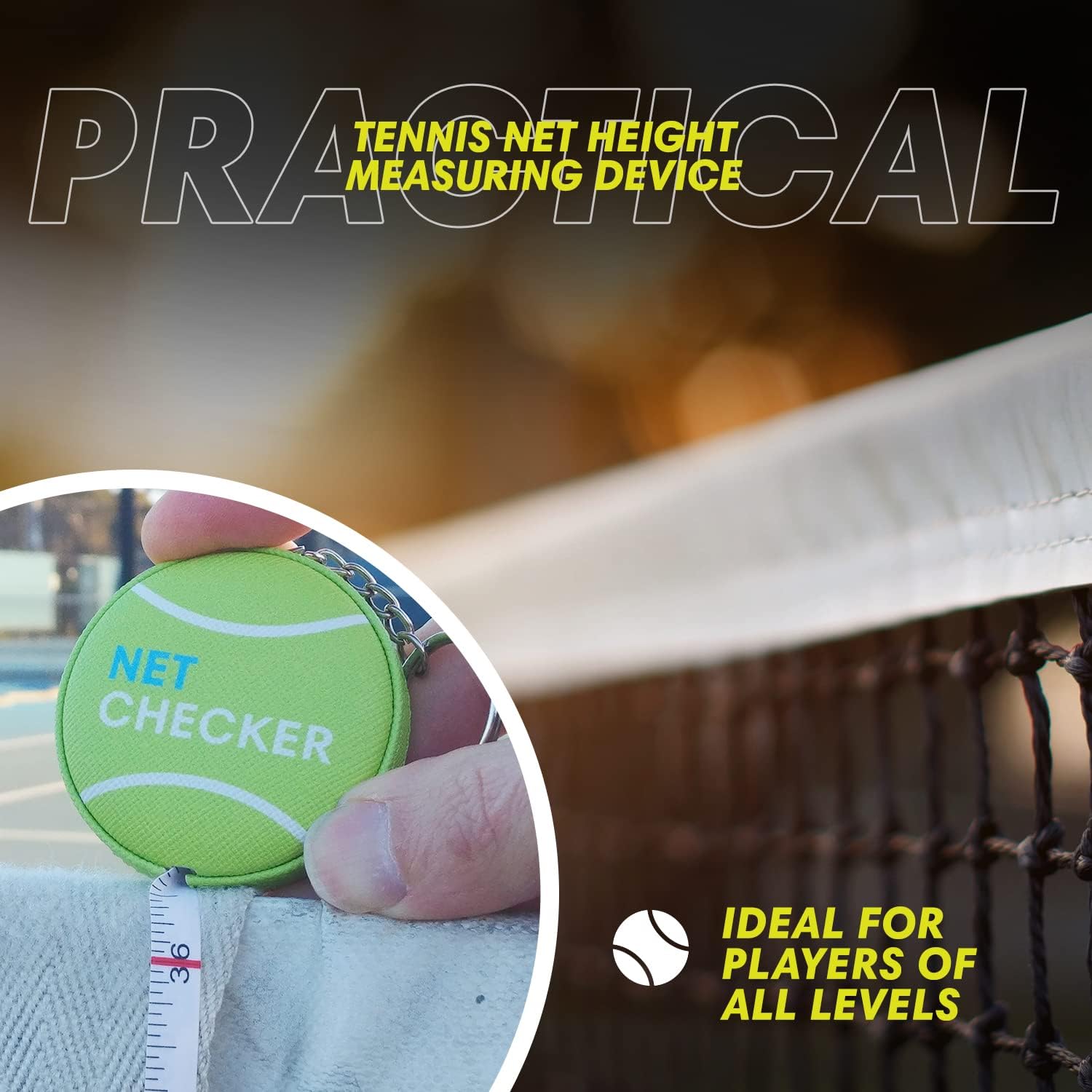 Scoring Right Net Checker Tennis Net Height Measuring Tape and Keyring - Tennis Mindset