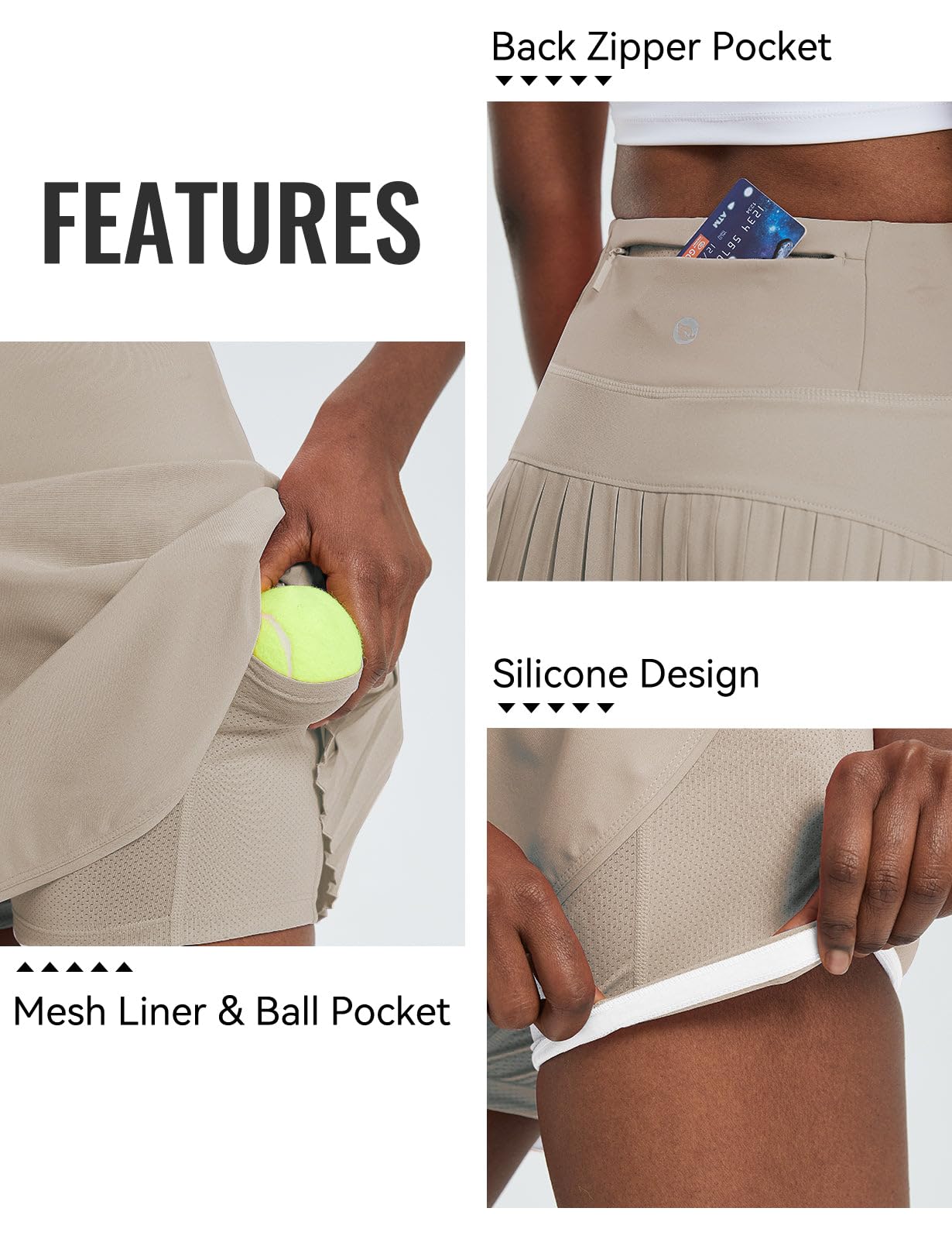 baleaf Tennis Skirt Pleated Golf Skorts with 3 Pockets - Tennis Mindset