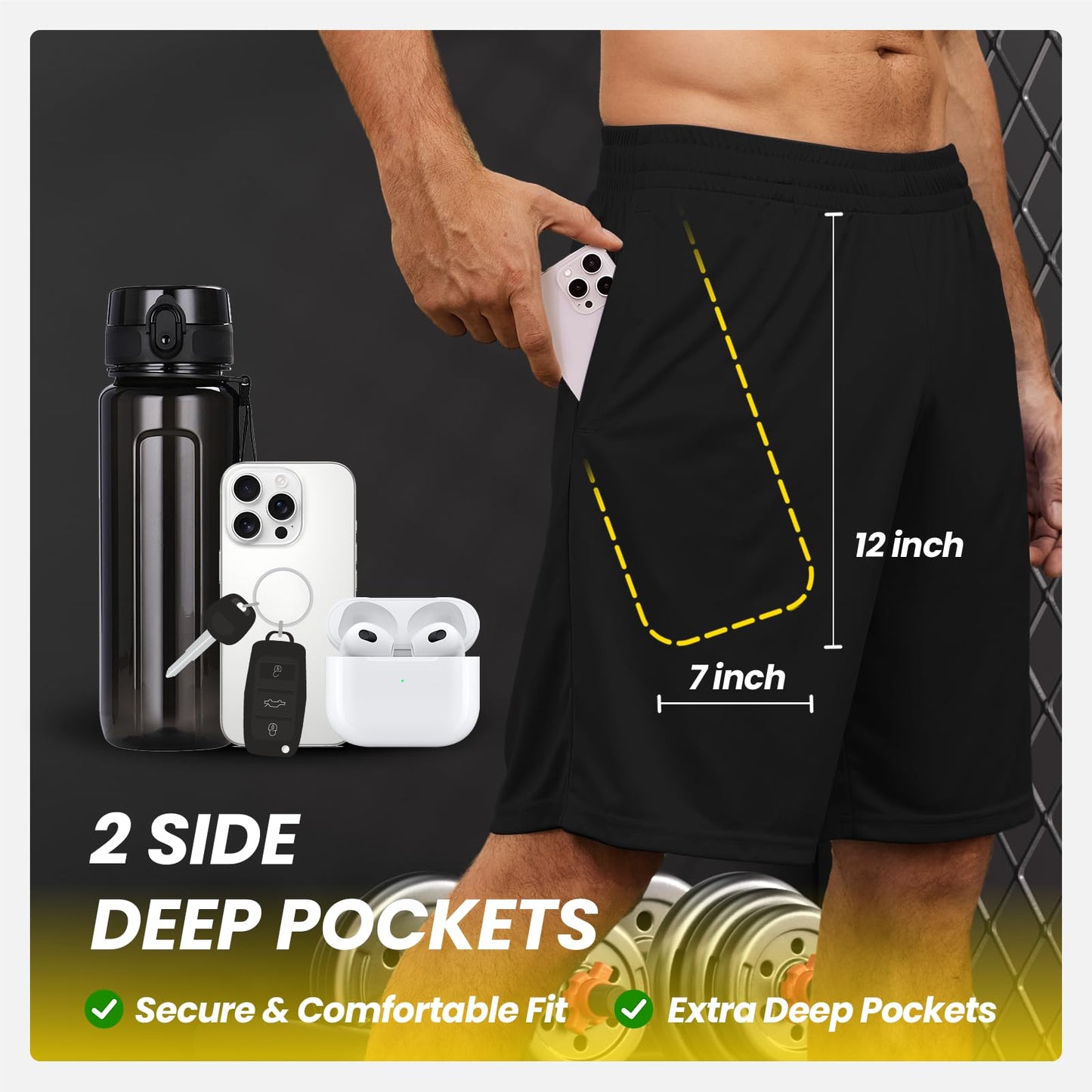 BALENNZ Mens Athletic Shorts with Pockets Quick Dry Workout Shorts Men - Tennis Mindset