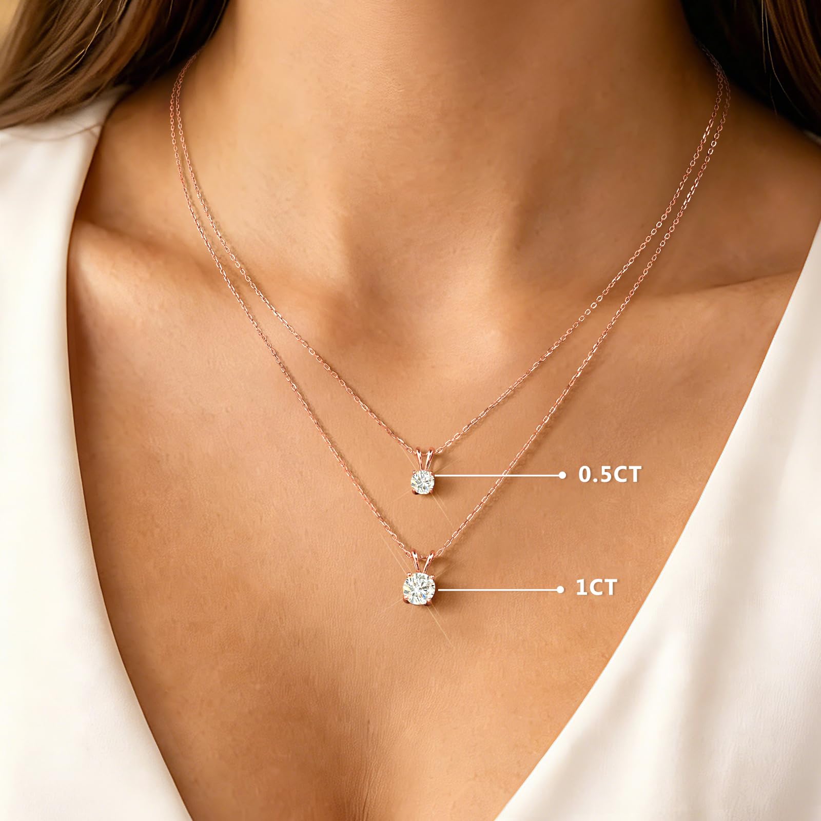 shownii 0.25-2CT LAB GROWN Diamond Solitaire Pendant Necklace for Women - Tennis Mindset