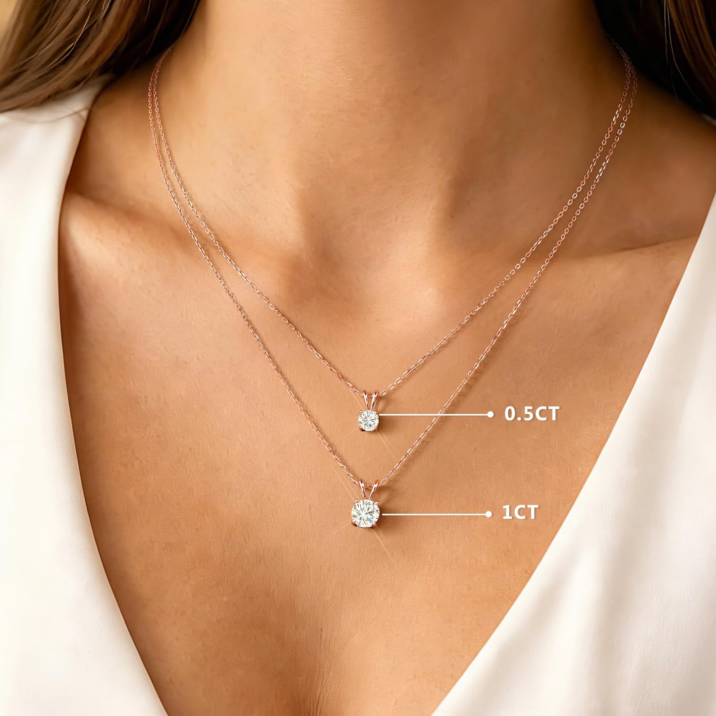 shownii 0.25-2CT LAB GROWN Diamond Solitaire Pendant Necklace for Women - Tennis Mindset