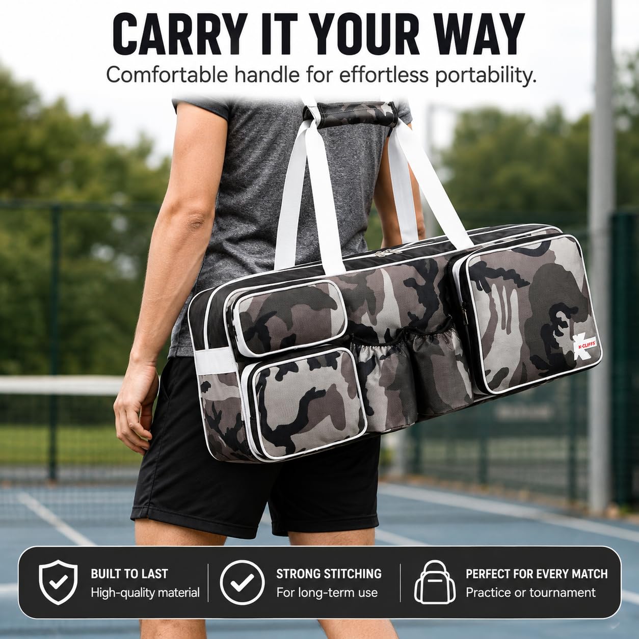 K-Cliffs Tennis Racket Bag | Deluxe Ballistic Nylon | Shoe Compartment - Tennis Mindset