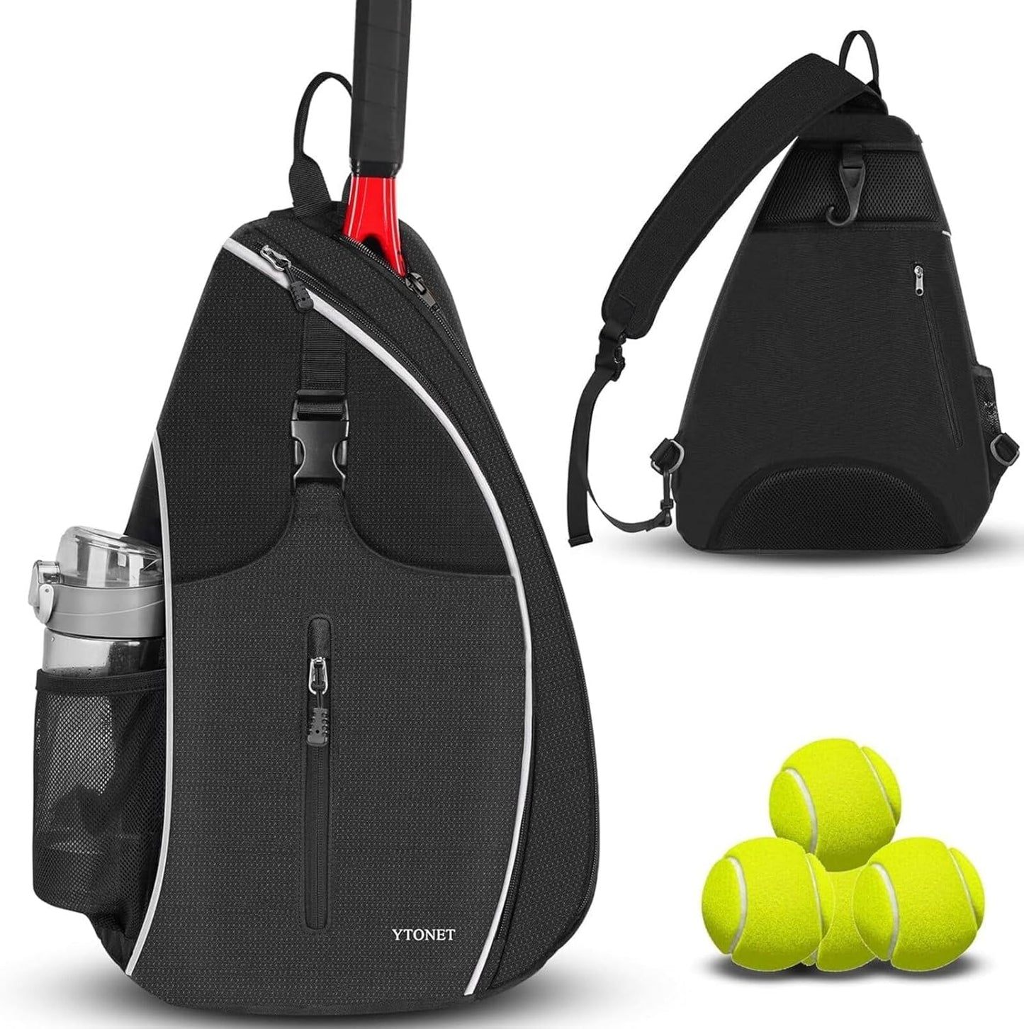 Ytonet Tennis Bag, Tennis Sling Backpack Crossbody for Men Women - Tennis Mindset