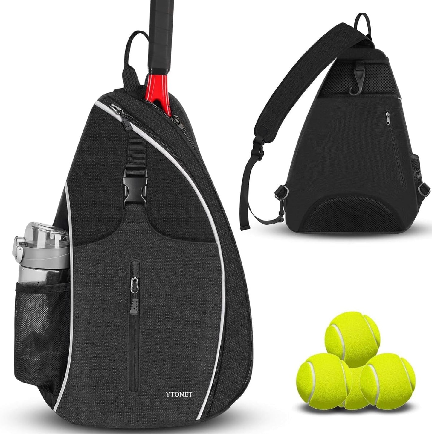 Ytonet Tennis Bag, Tennis Sling Backpack Crossbody for Men Women - Tennis Mindset