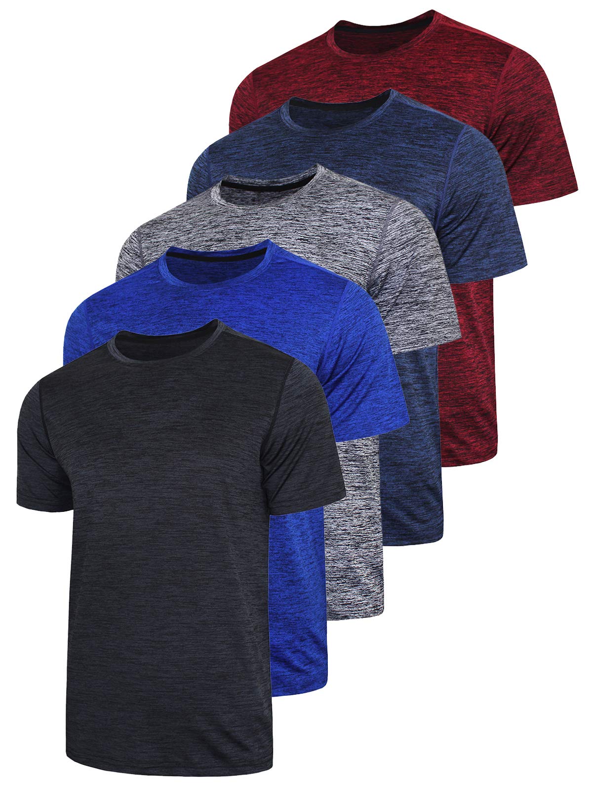 Liberty Imports 5 Pack Men's Active Quick Dry Crew Neck T Shirts - Tennis Mindset