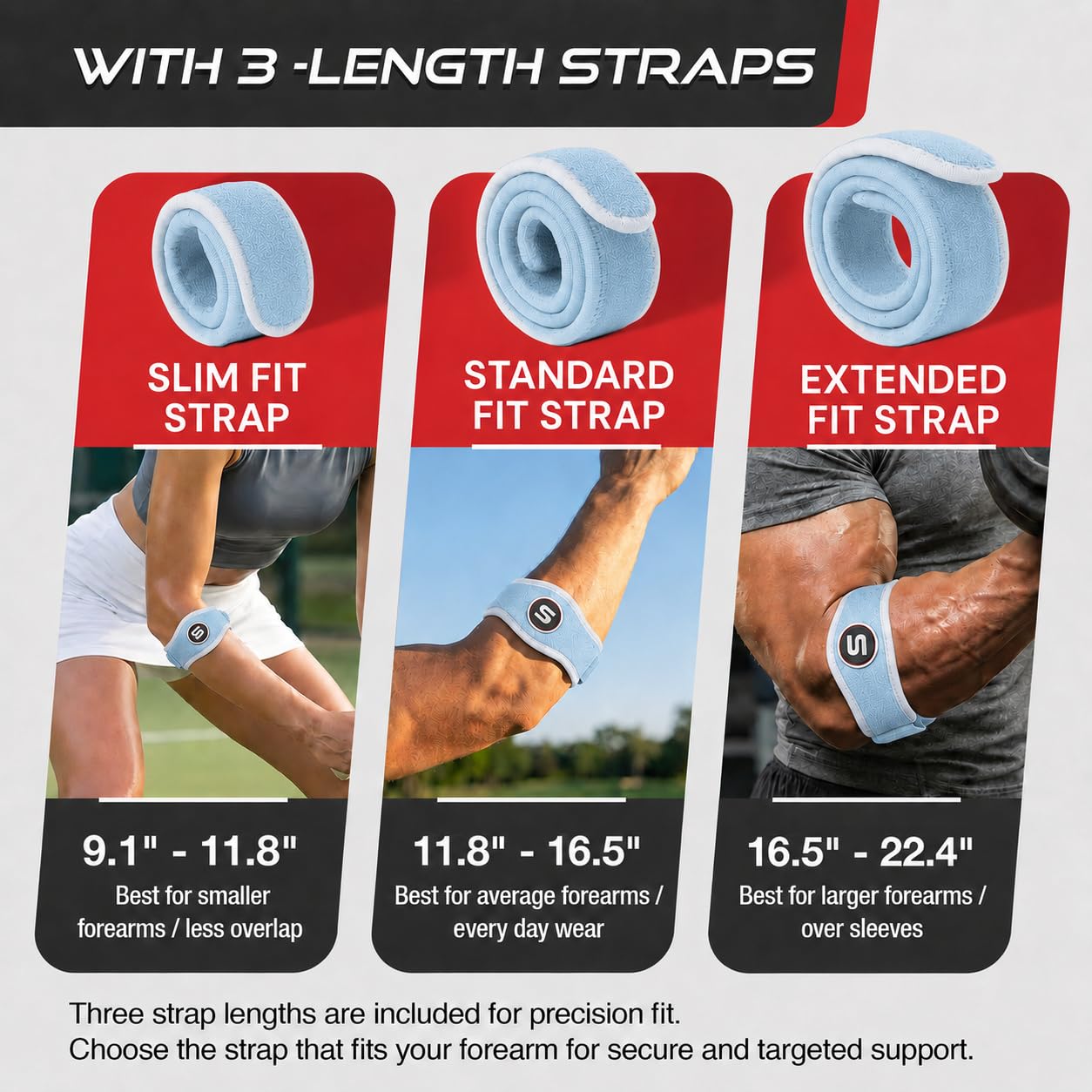 Sleeve Stars Tennis Elbow Brace for Men & Women, Elbow Brace for Tendonitis, Tennis Elbow Strap, Golfers Elbow Brace, Elbow Support Wrap for Tennis Elbow Relief, Fits 9"-23" (Single/Black) - Tennis Mindset