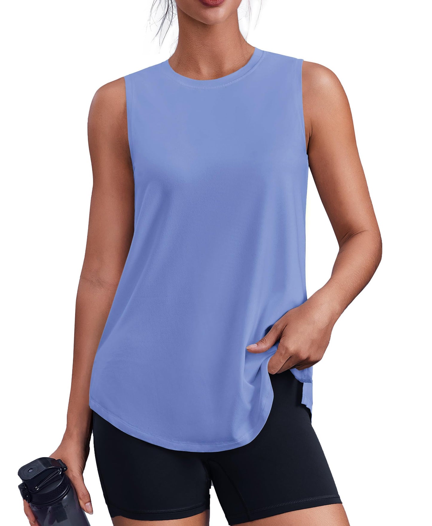 PINSPARK Workout Tank Tops for Women UPF 50+ Side Slits Athletic Gym Shirt