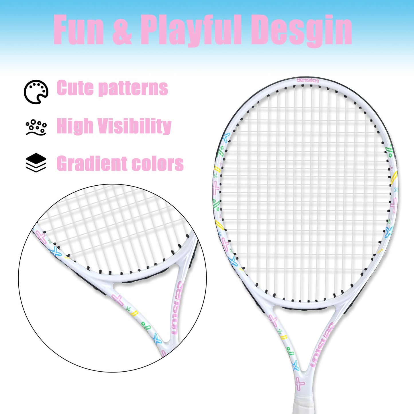 Senston 19" 23" 25" Kids Junior Tennis Racquet for Kids Children Boys Girls Tennis Rackets with Racket Cover - Tennis Mindset