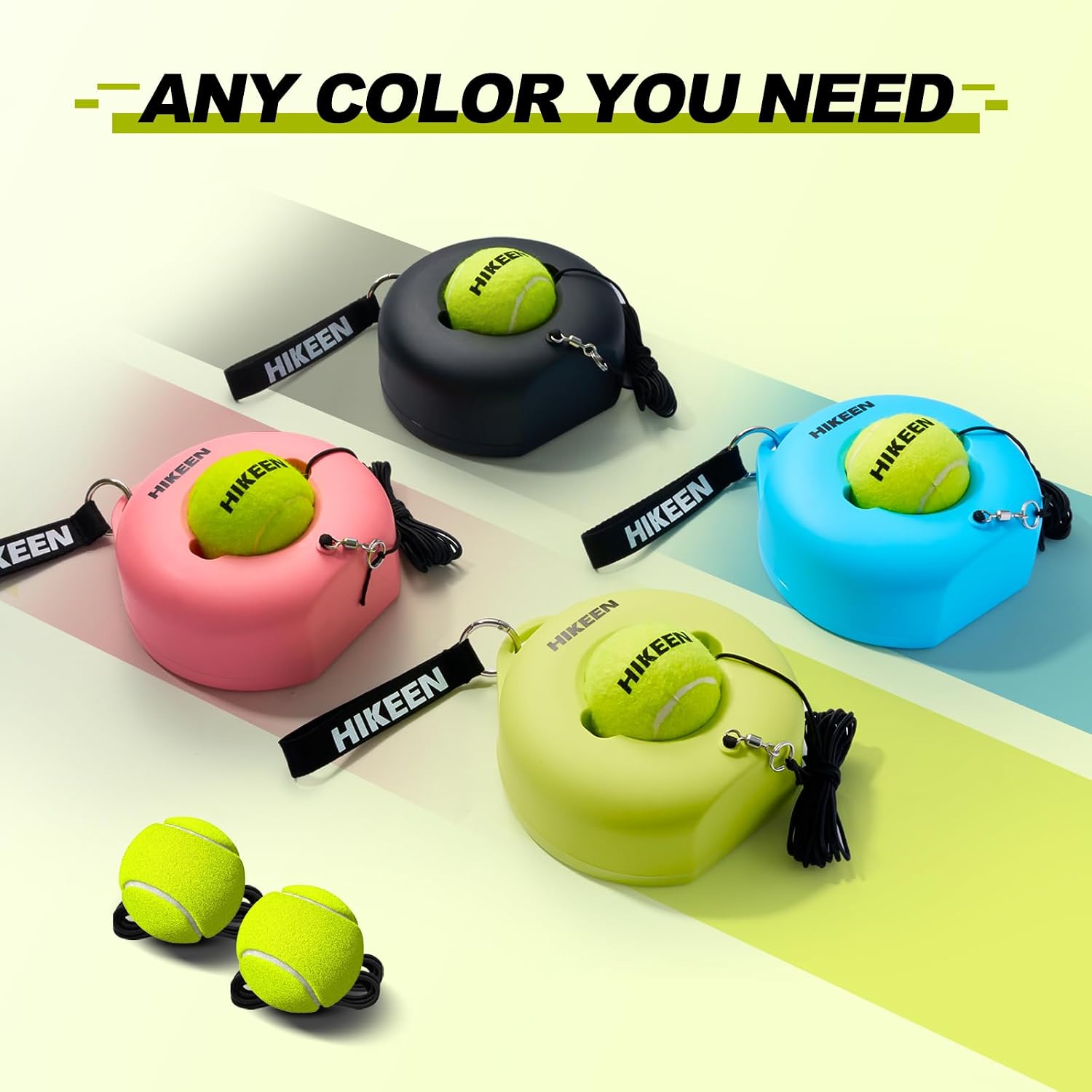 Hikeen Premium Tennis Trainer Rebound with Metal Base,Portable Solo Tennis Trainer Set with 3 Highly Elastic String Balls,Tennis Practice Equipment for Adult Kids an Beginners - Tennis Mindset