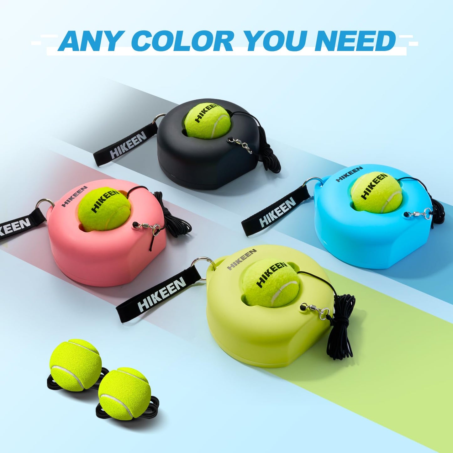 Hikeen Premium Tennis Trainer Rebound with Metal Base,Portable Solo Tennis Trainer Set with 3 Highly Elastic String Balls,Tennis Practice Equipment for Adult Kids an Beginners - Tennis Mindset