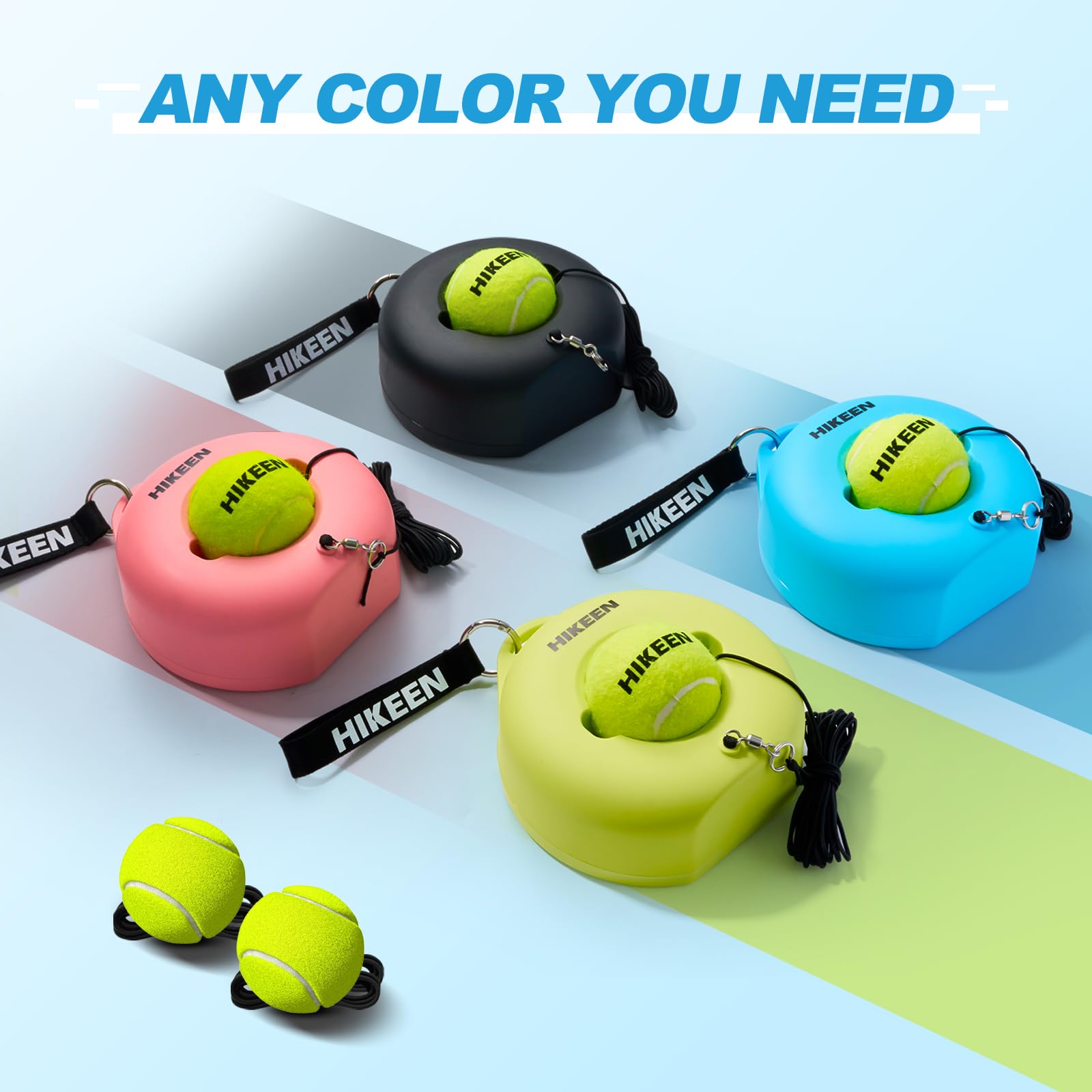 Hikeen Premium Tennis Trainer Rebound with Metal Base,Portable Solo Tennis Trainer Set with 3 Highly Elastic String Balls,Tennis Practice Equipment for Adult Kids an Beginners - Tennis Mindset