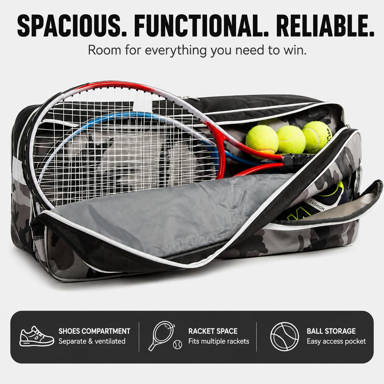 K-Cliffs Tennis Racket Bag | Deluxe Ballistic Nylon | Shoe Compartment - Tennis Mindset